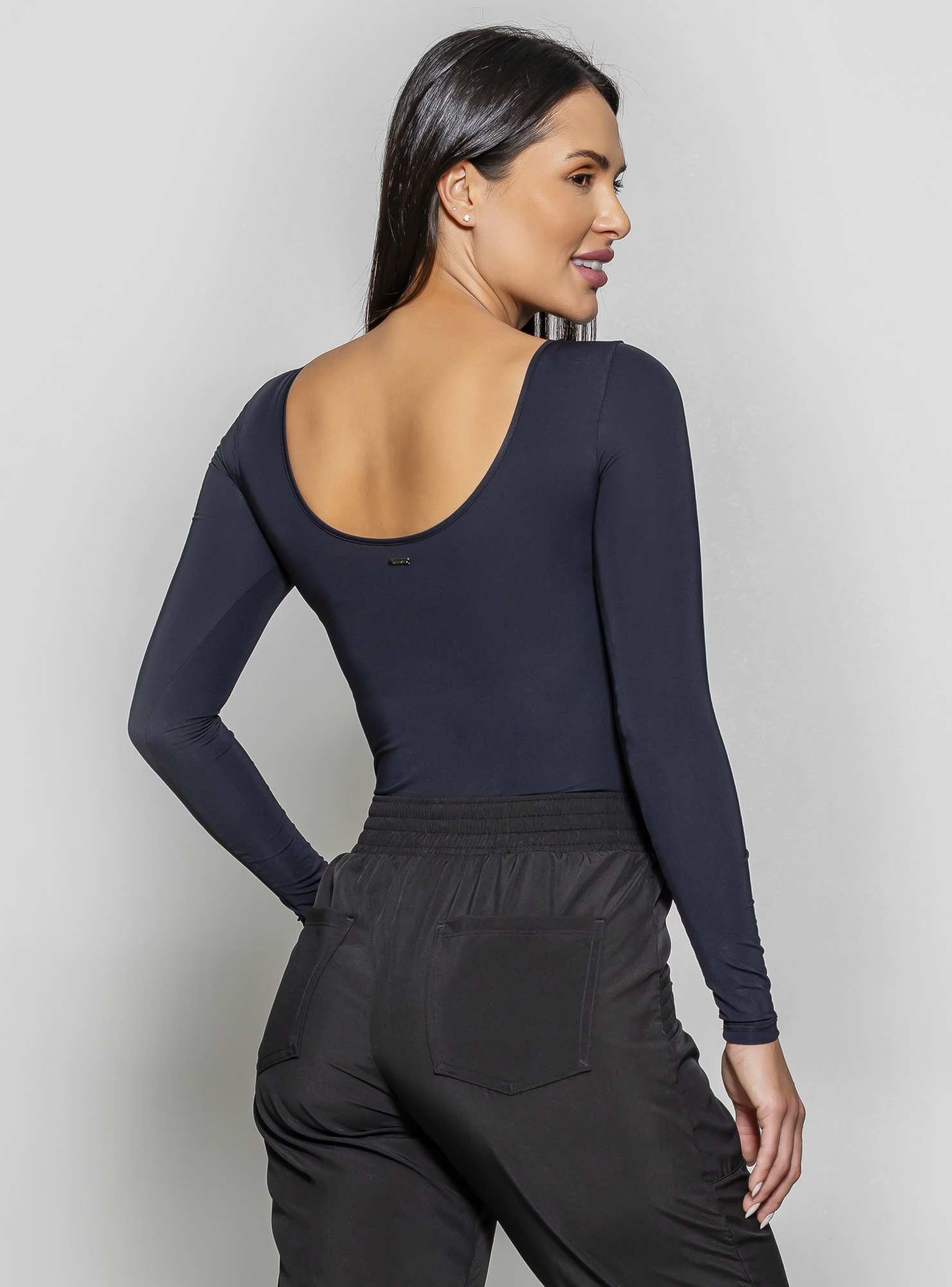 Body Manga Longa Preto
