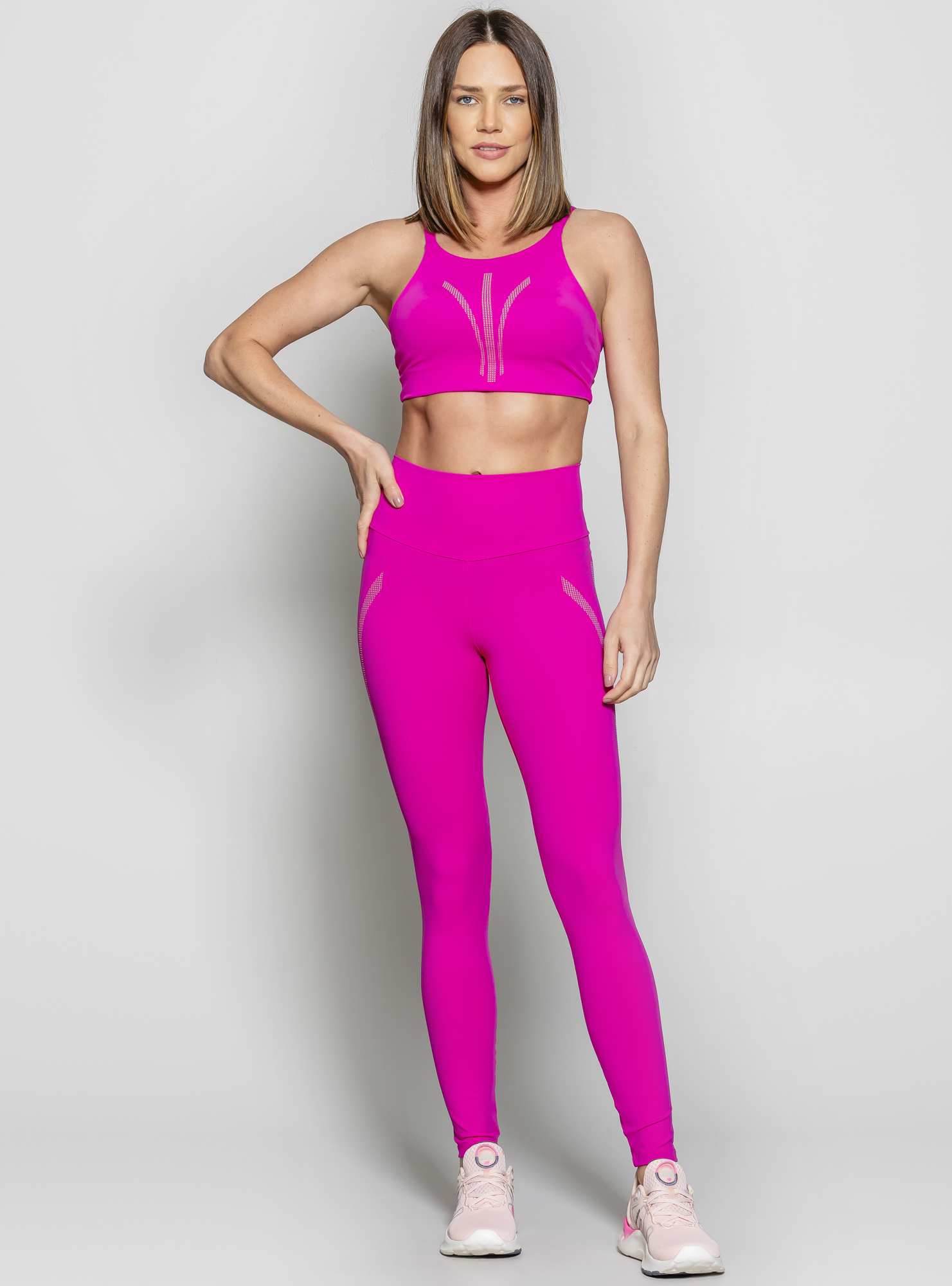 Legging Alta Cobertura Led Print Rosa 03