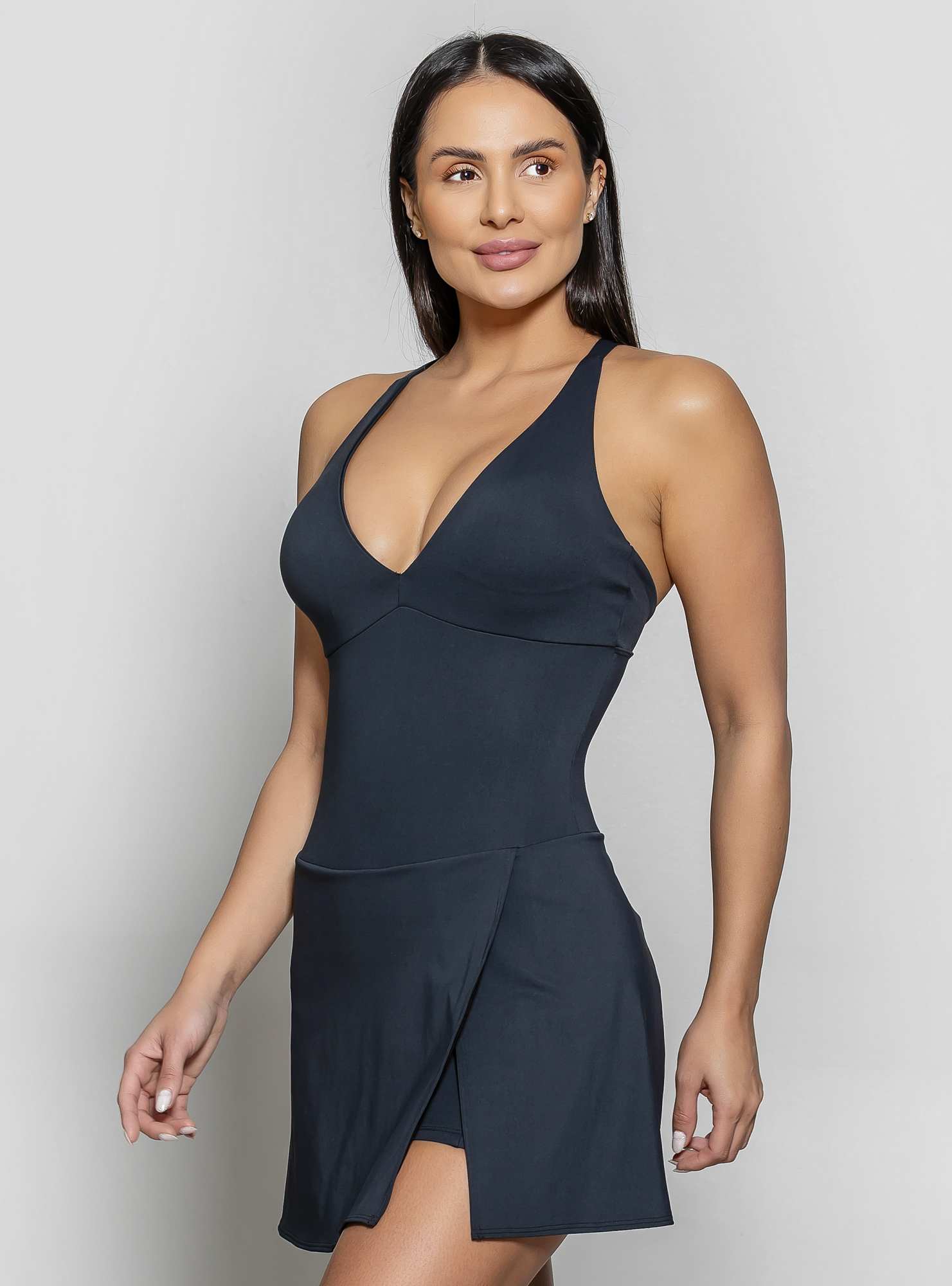 Vestido-Short Unique Preto / Laranja 15