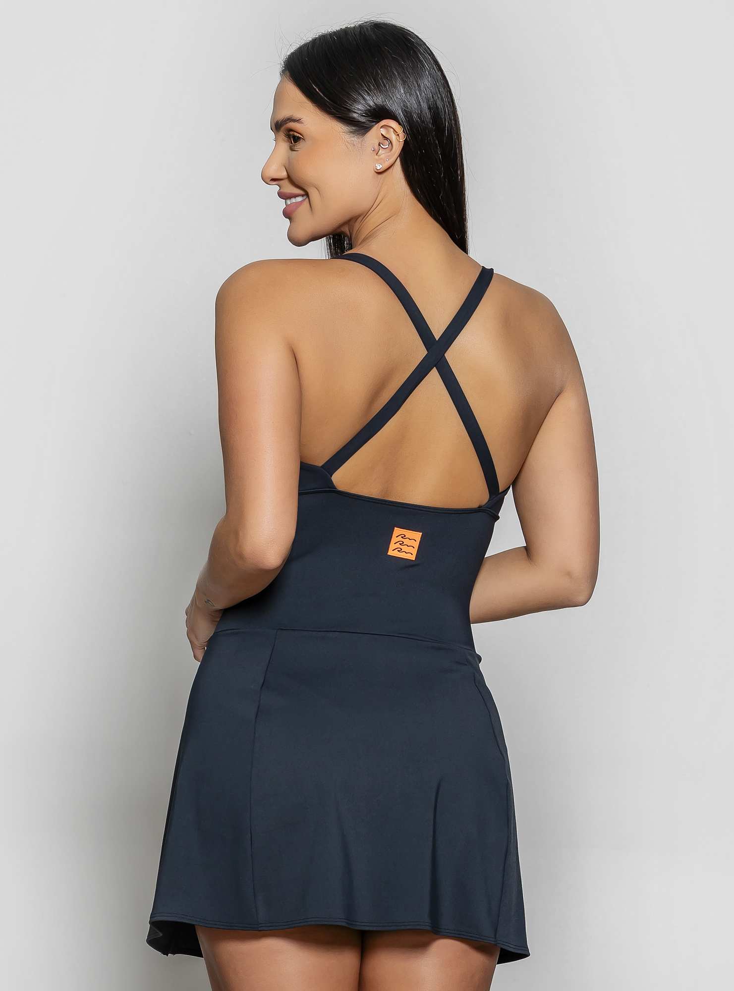Vestido-Short Unique Preto / Laranja 15