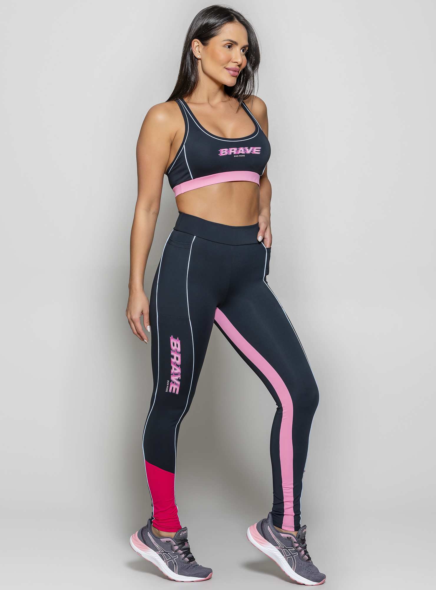 Top com Tiras Brave Preto / Rosa 18
