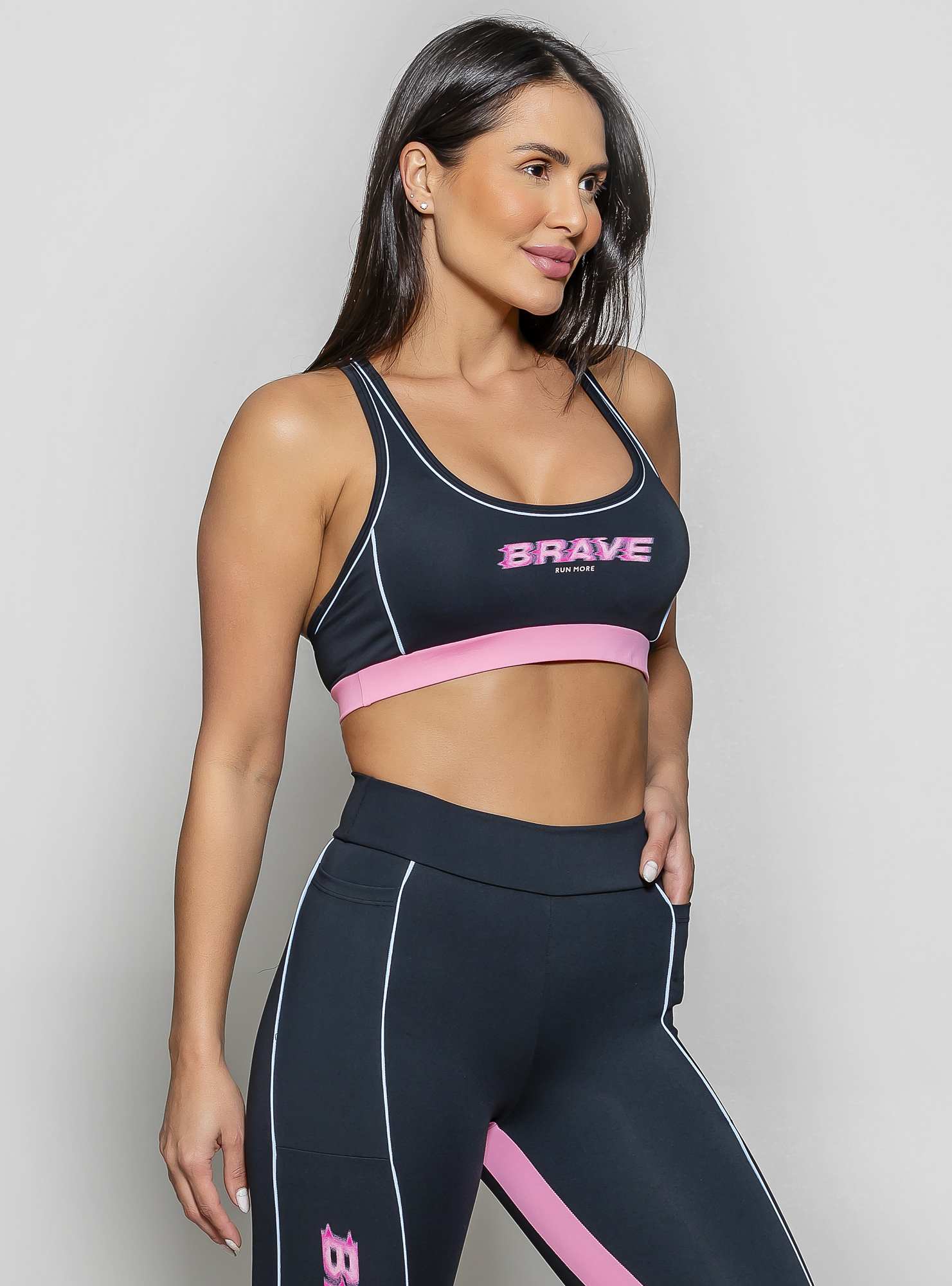 Top com Tiras Brave Preto / Rosa 18