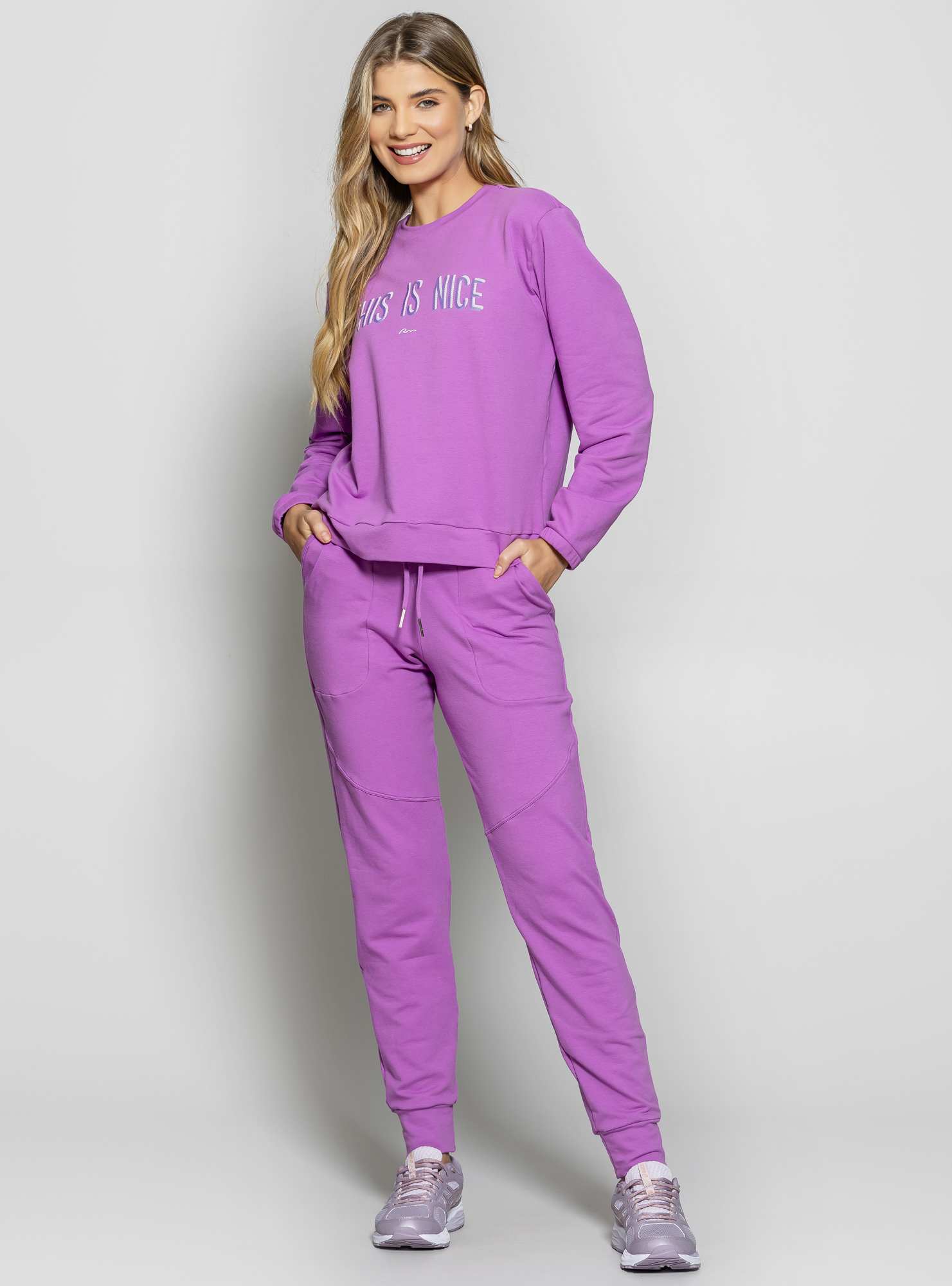Calça Jogger de Moletinho Roxo 06