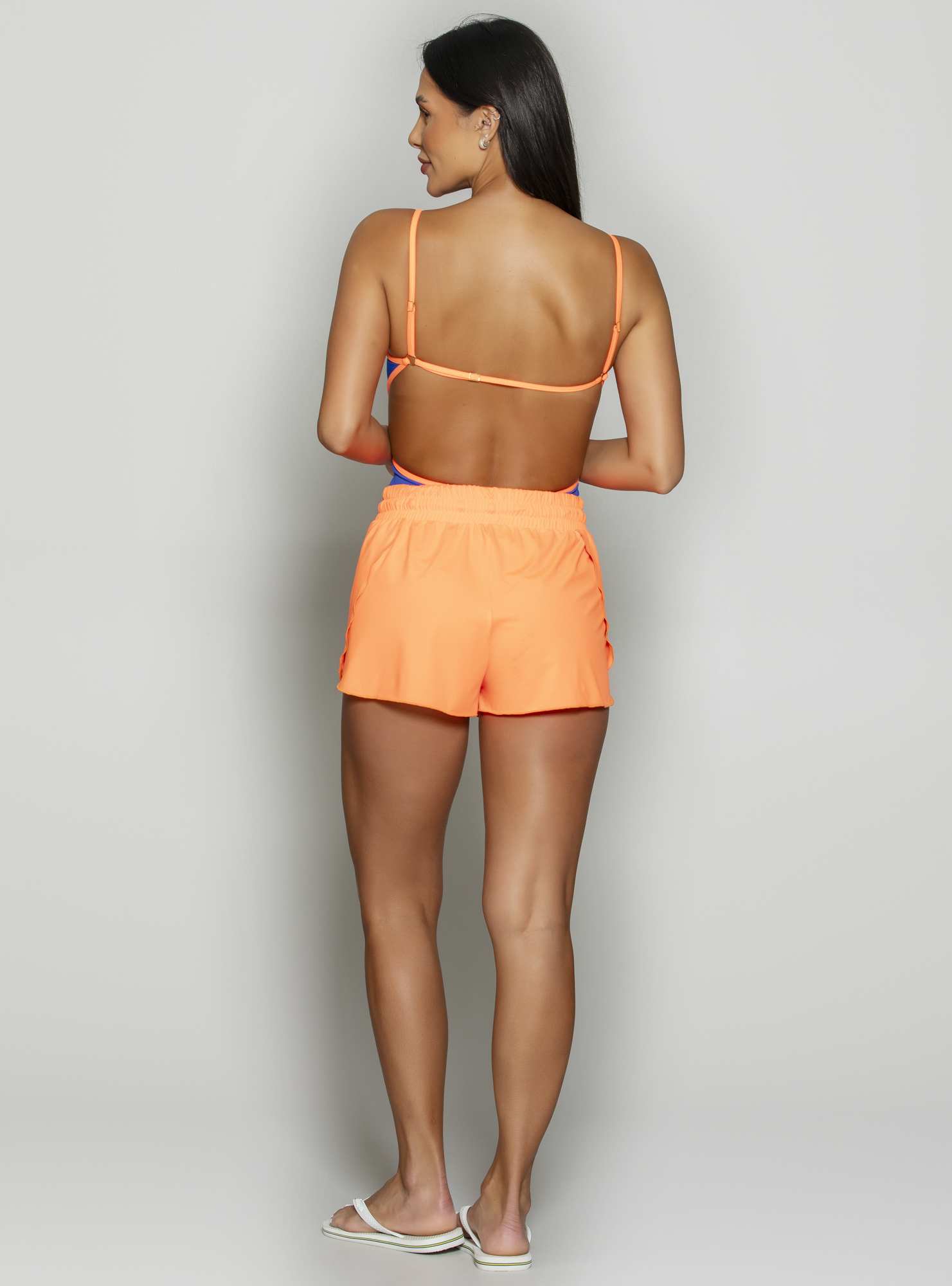 Short Transpassado Liso Laranja 15