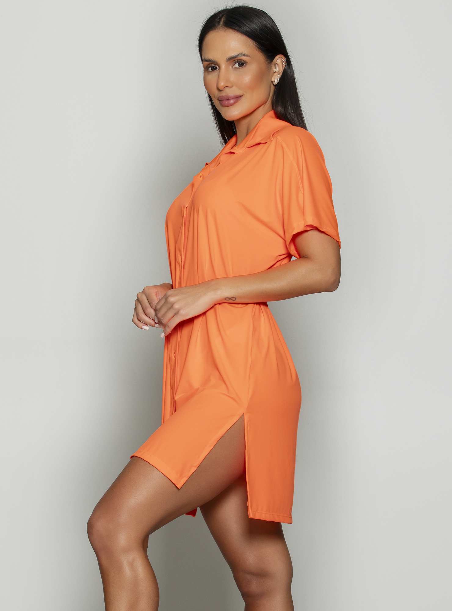 Camisa Alongada Essencial Laranja 15