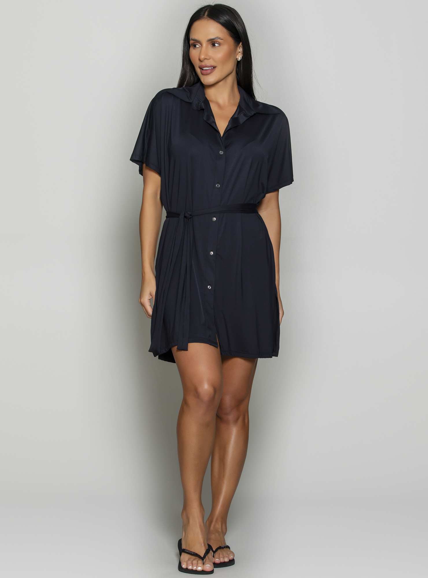 Camisa Alongada Essencial Preto