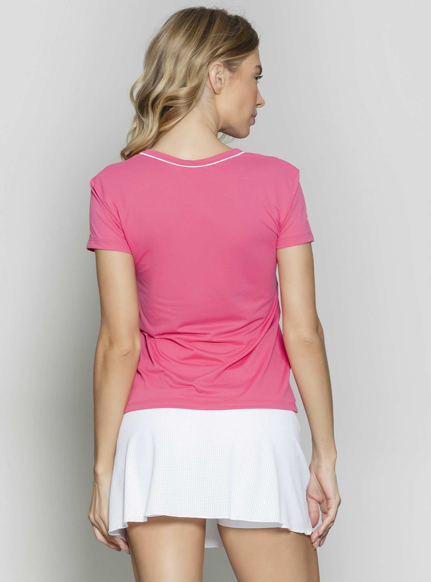 Baby Look Sripes Rosa 06 / Branco