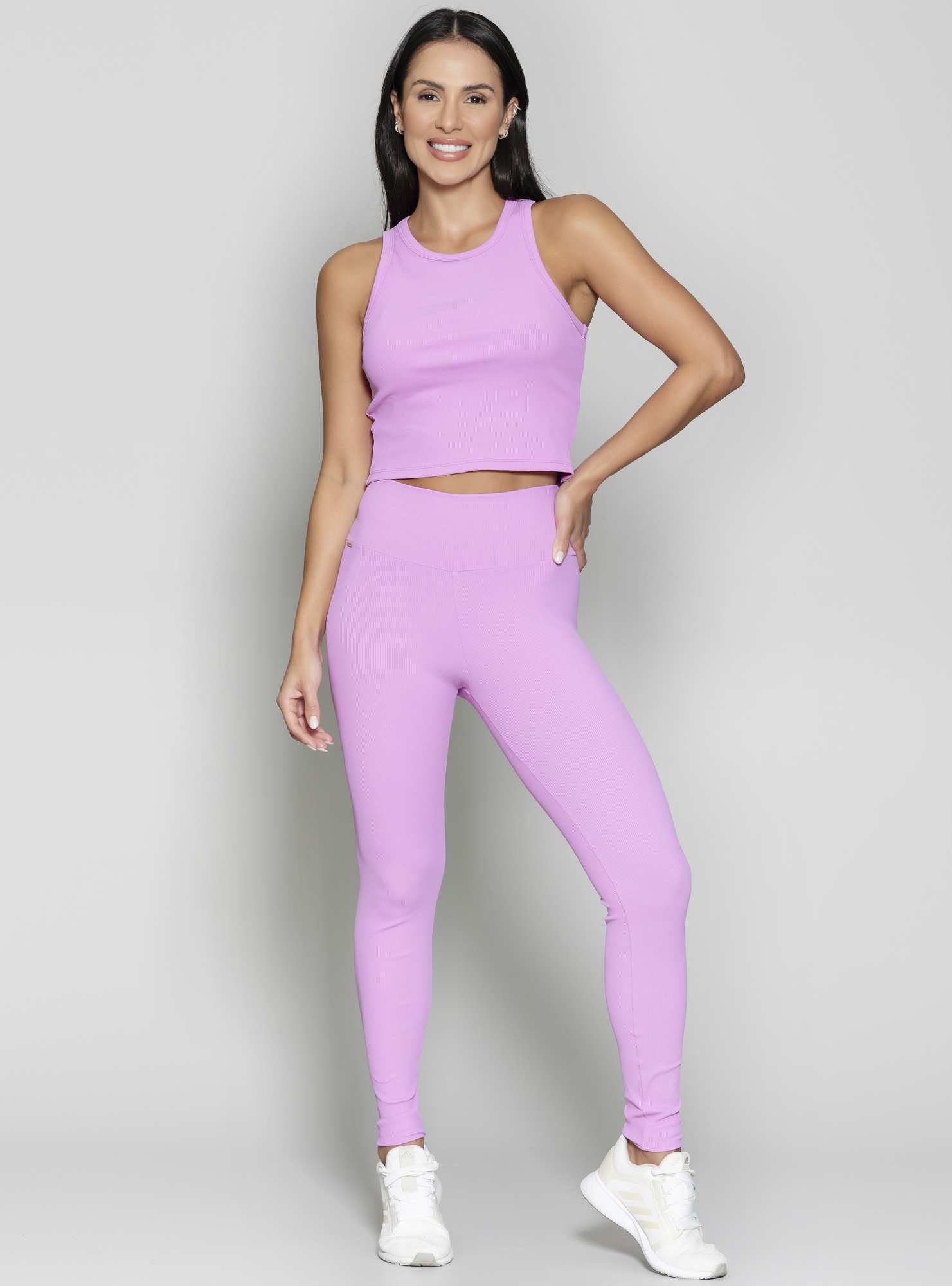 Legging Com Bolso Canelada Roxo 22