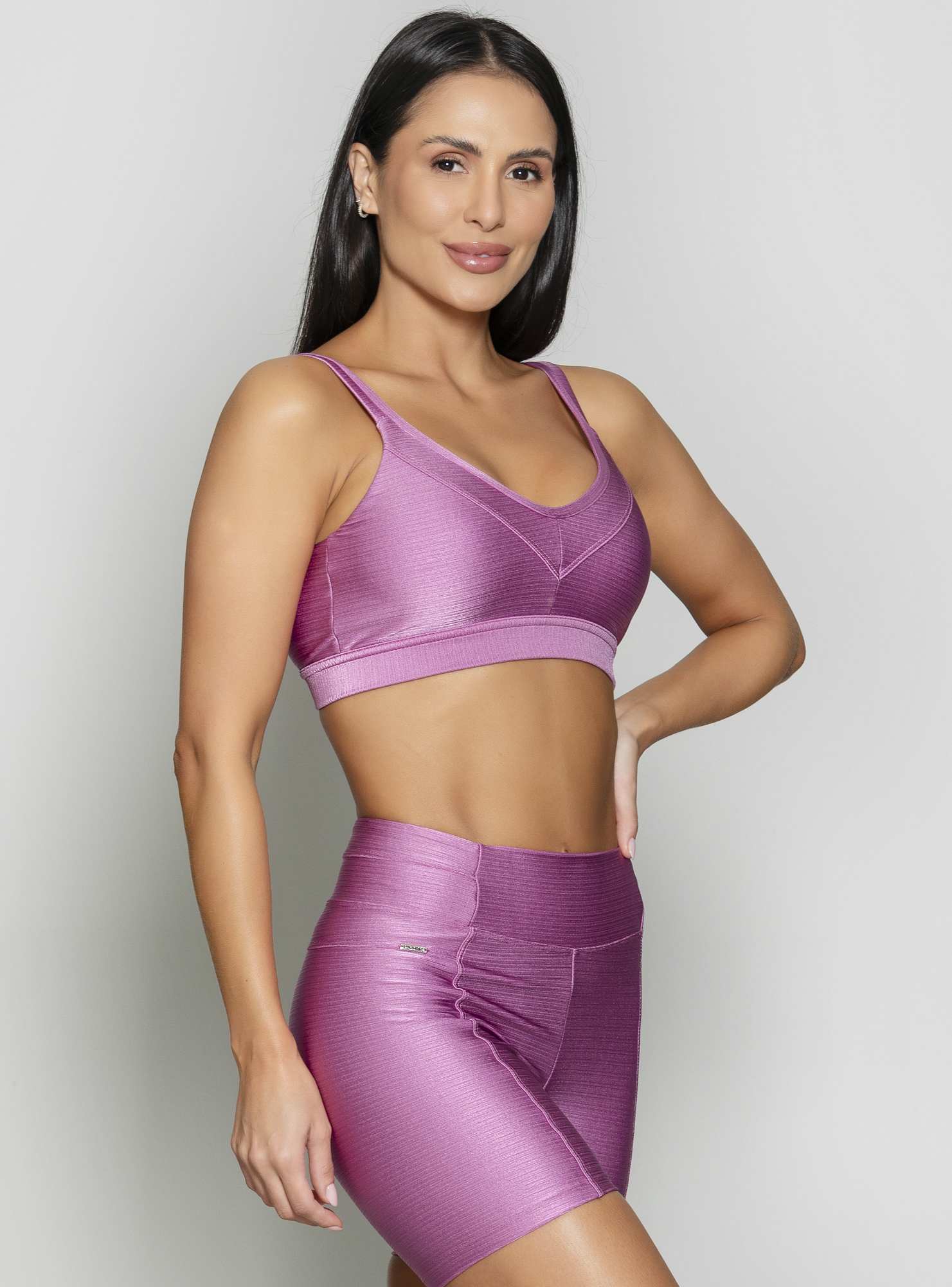 Bermuda Cintura Alta Shine Roxo 25