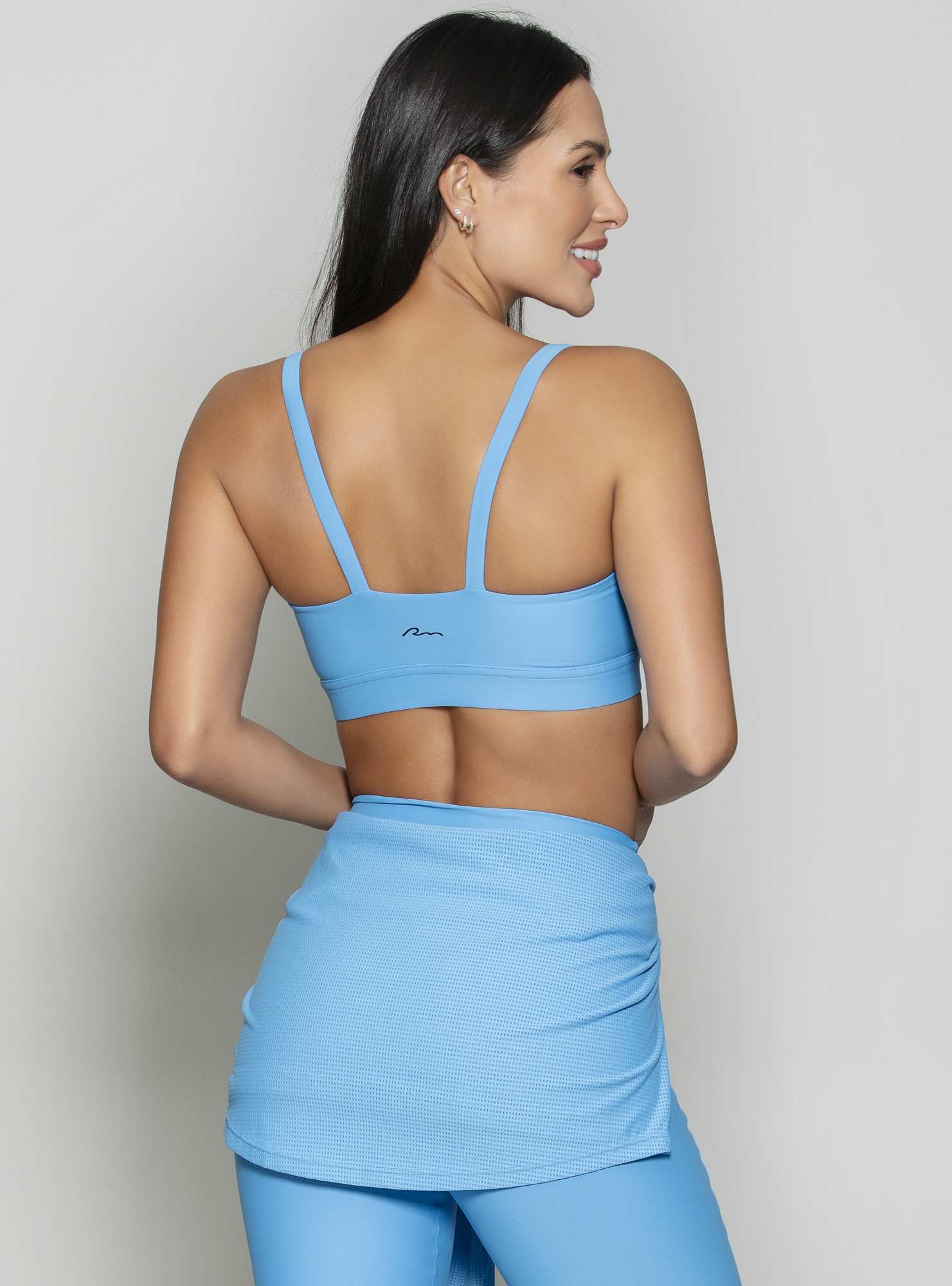 Blusa Cropped Manga Longa Modular Azul 38