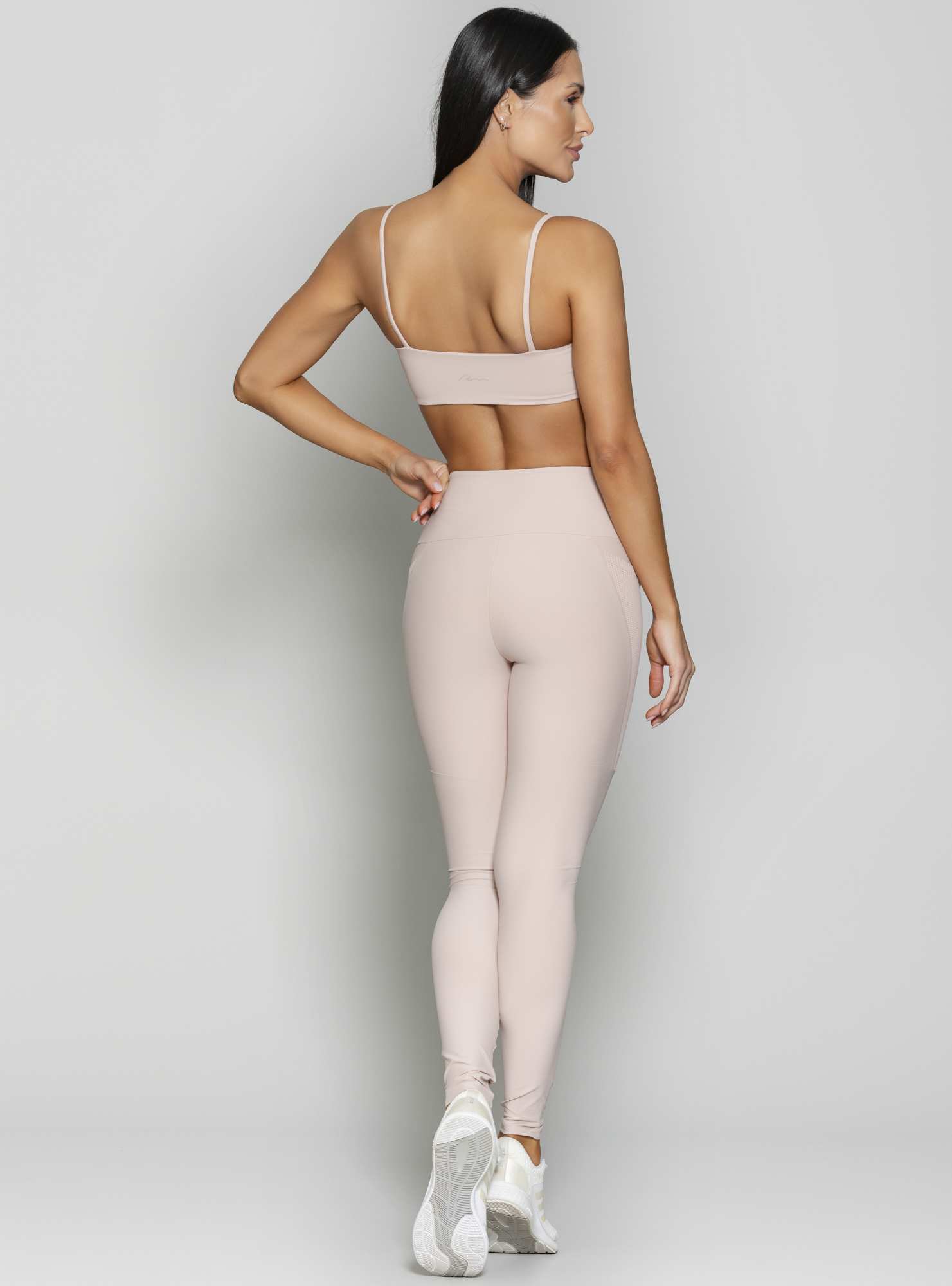 Legging Blocking com Bolsos Bege 09