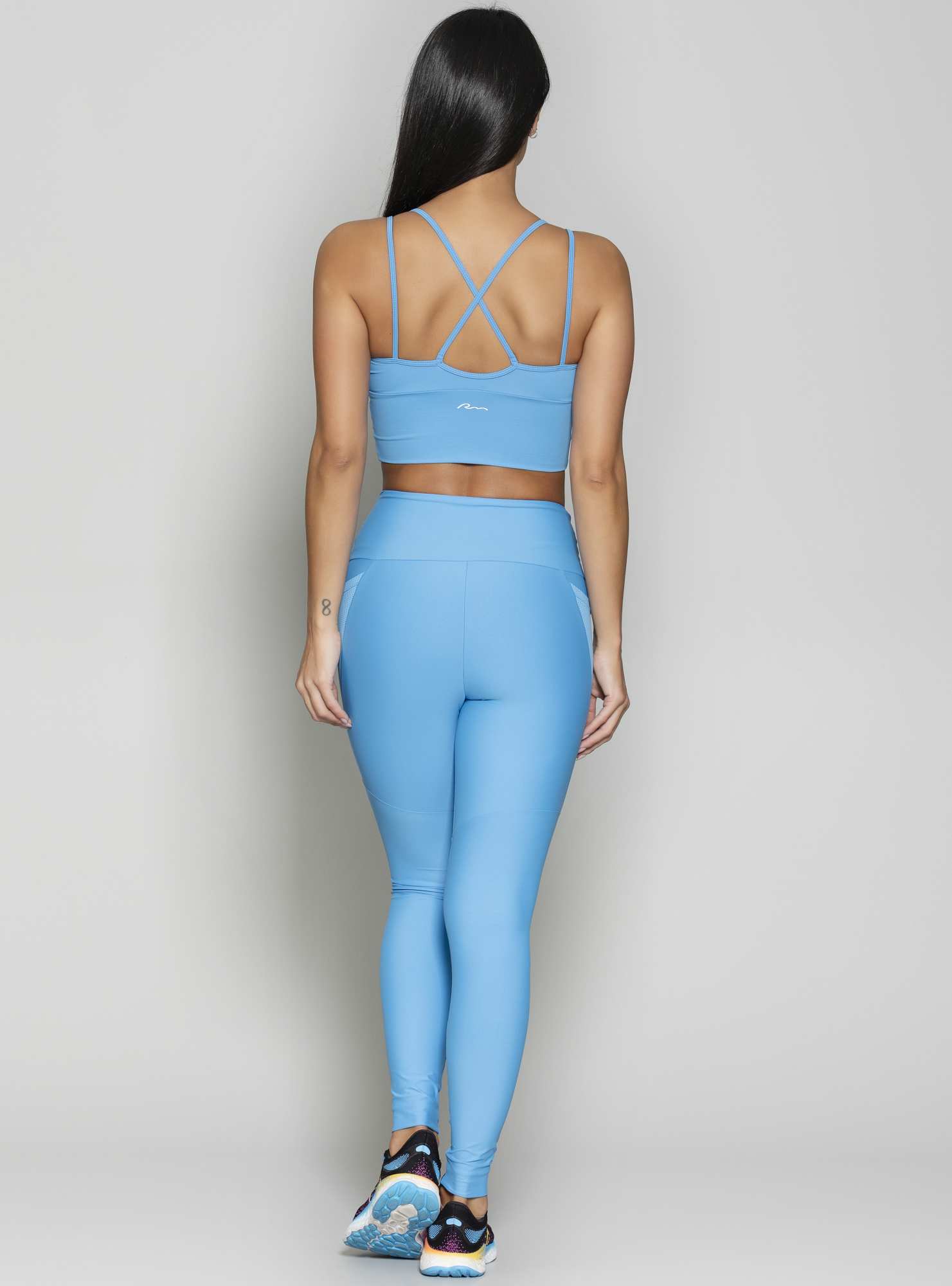 Legging Blocking com Bolsos Azul 38