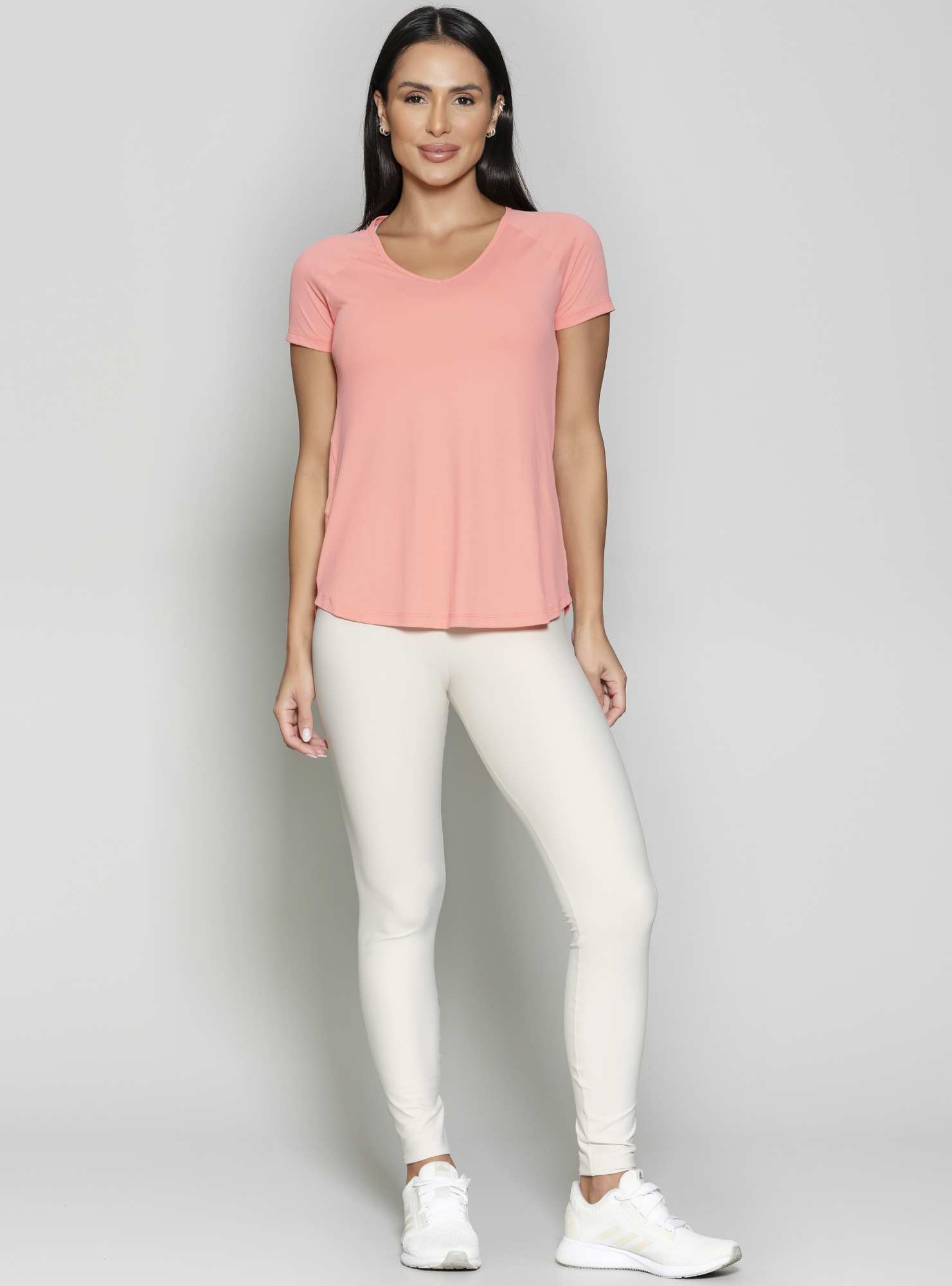 Blusa Alongada Essencial Laranja 20 / Branco
