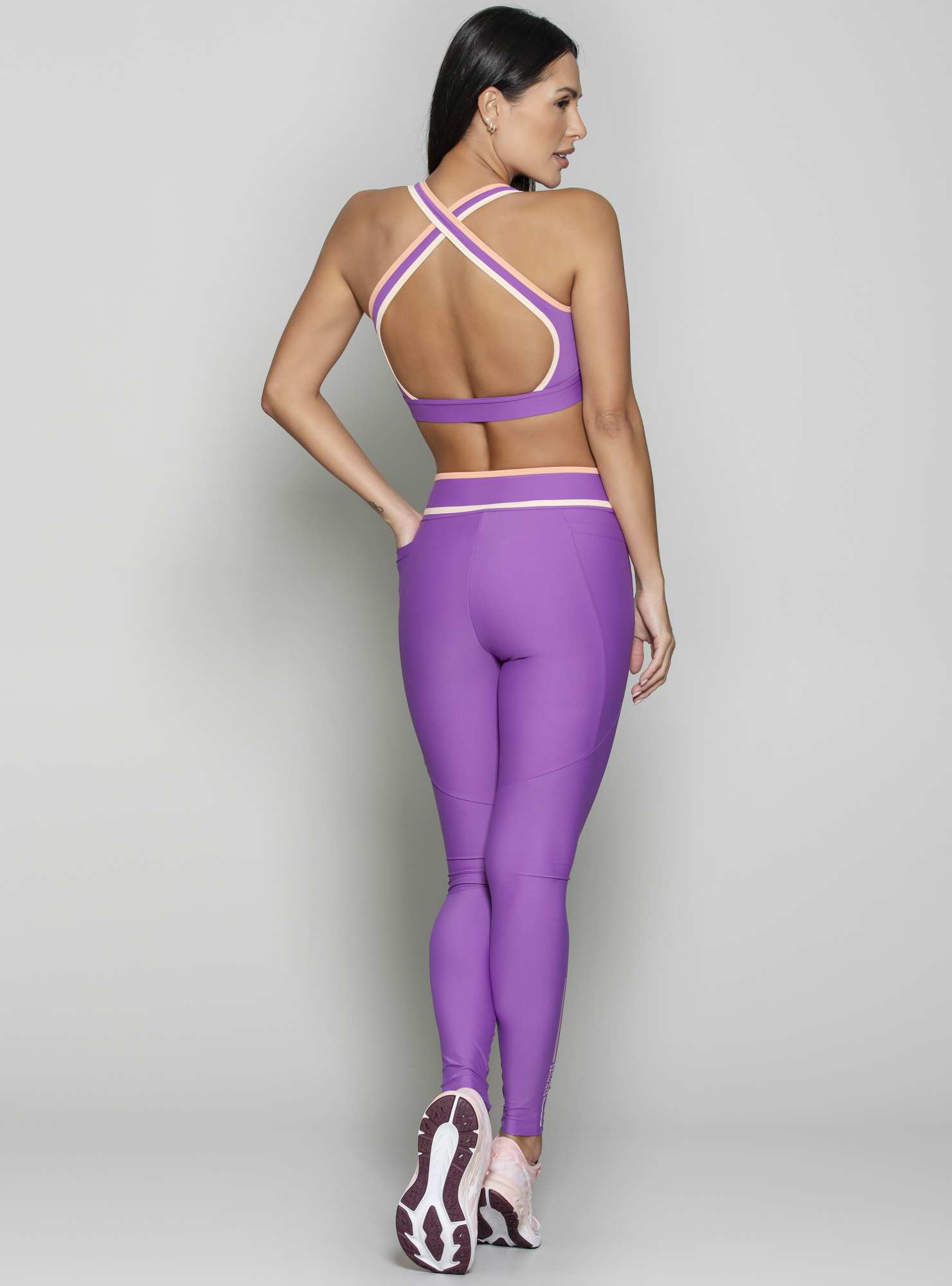 Top Alta Sustentação Outlines Roxo 07 / Laranja 24