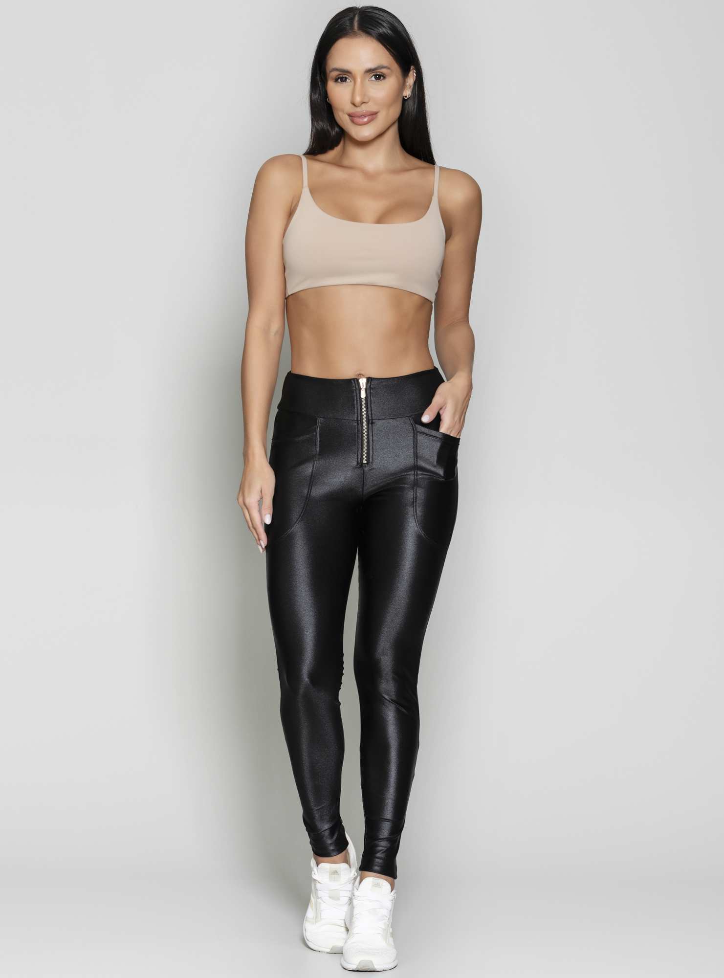 Legging Com Zíper Athleisure Preto