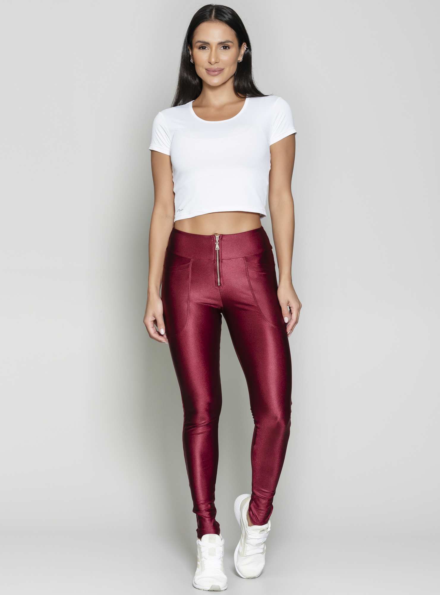 Legging Com Zíper Athleisure Bordo 03