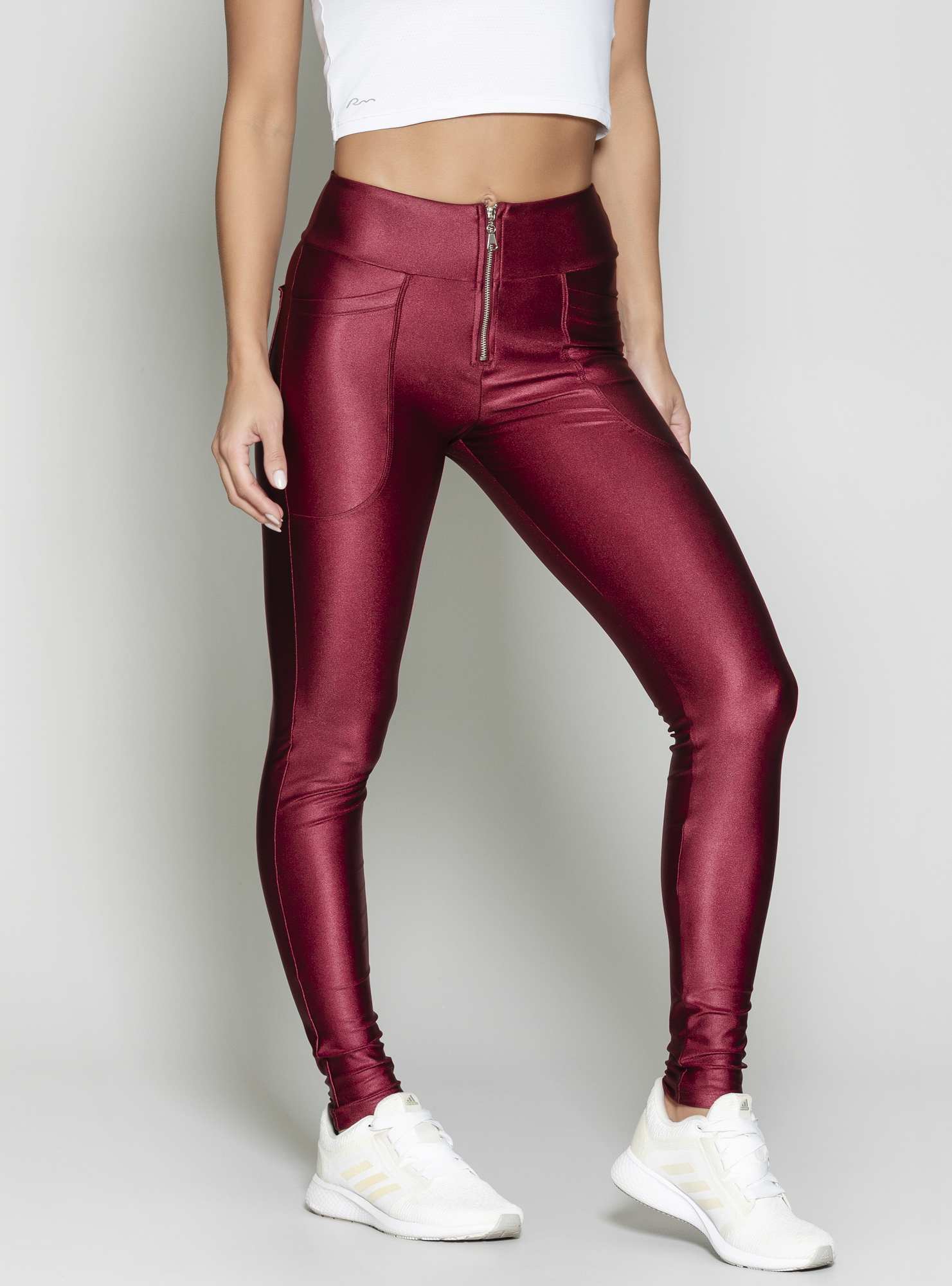 Legging Com Zíper Athleisure Bordo 03