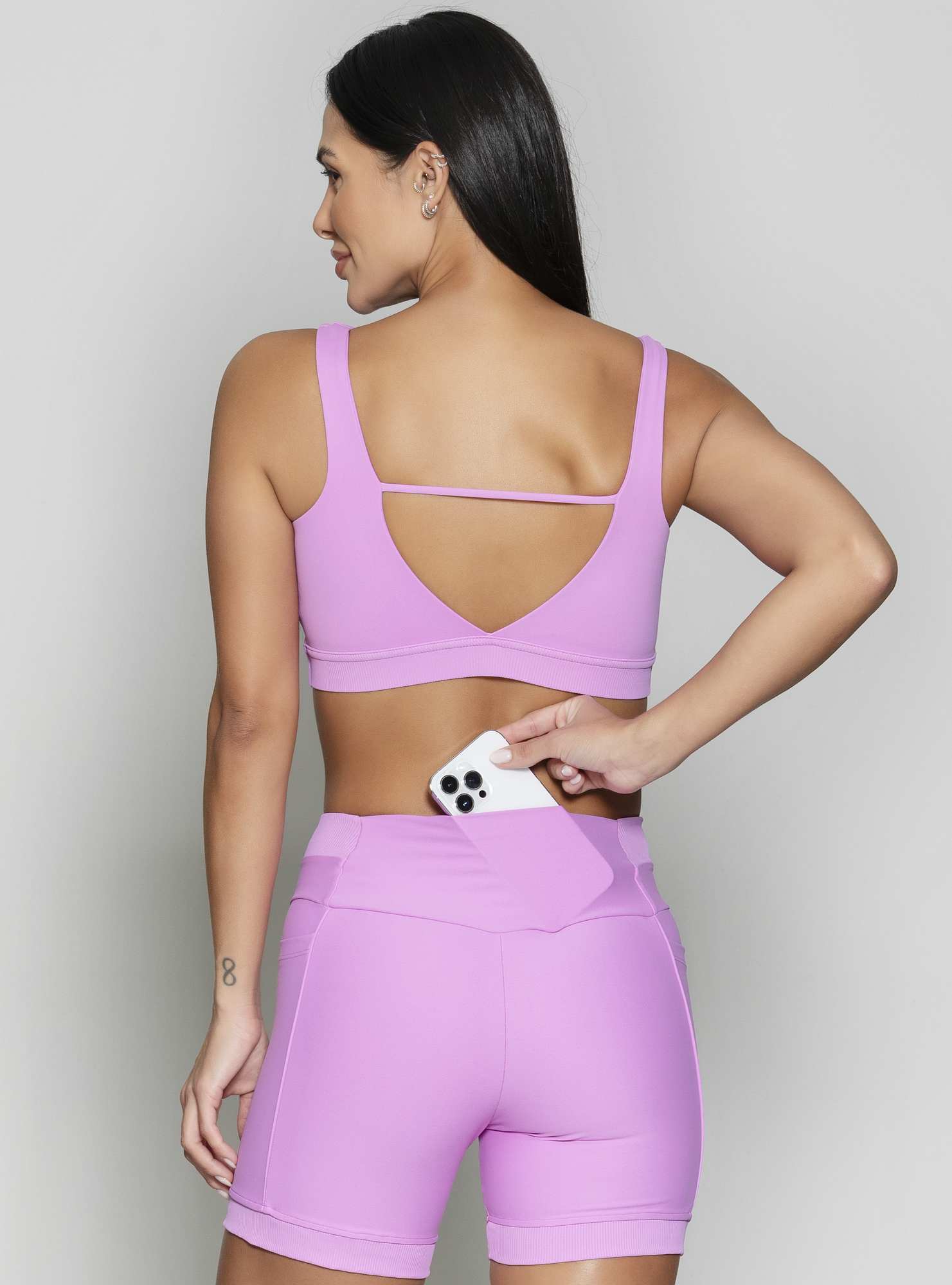 Bermuda Com Bolso Golden Roxo 22