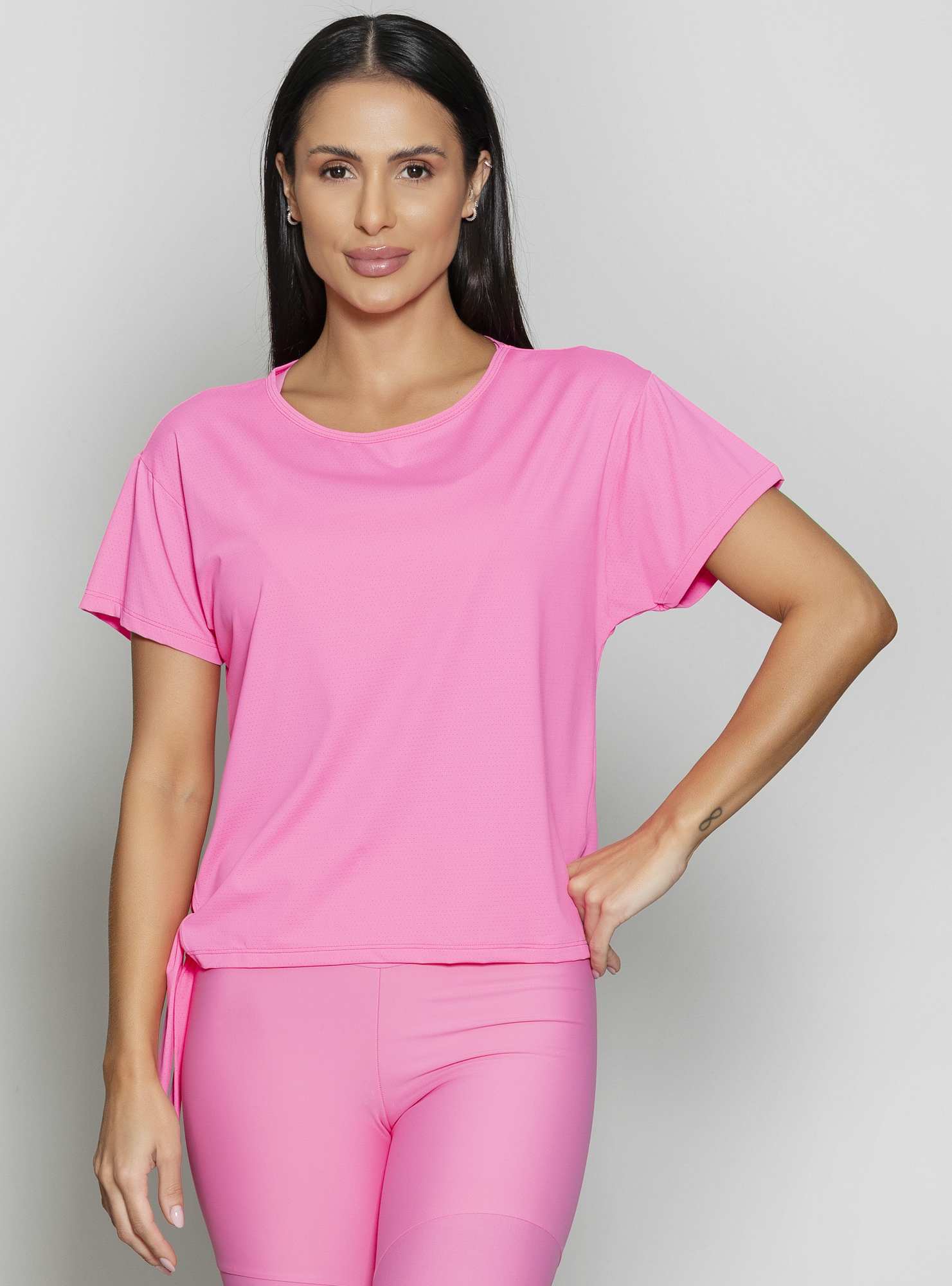 Blusa Com Amarração Essencial Rosa 08