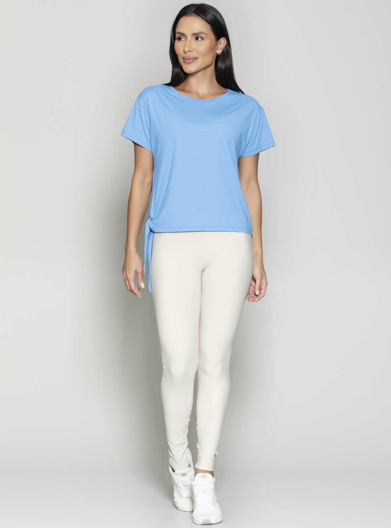 Blusa Com Amarração Essencial Azul 38