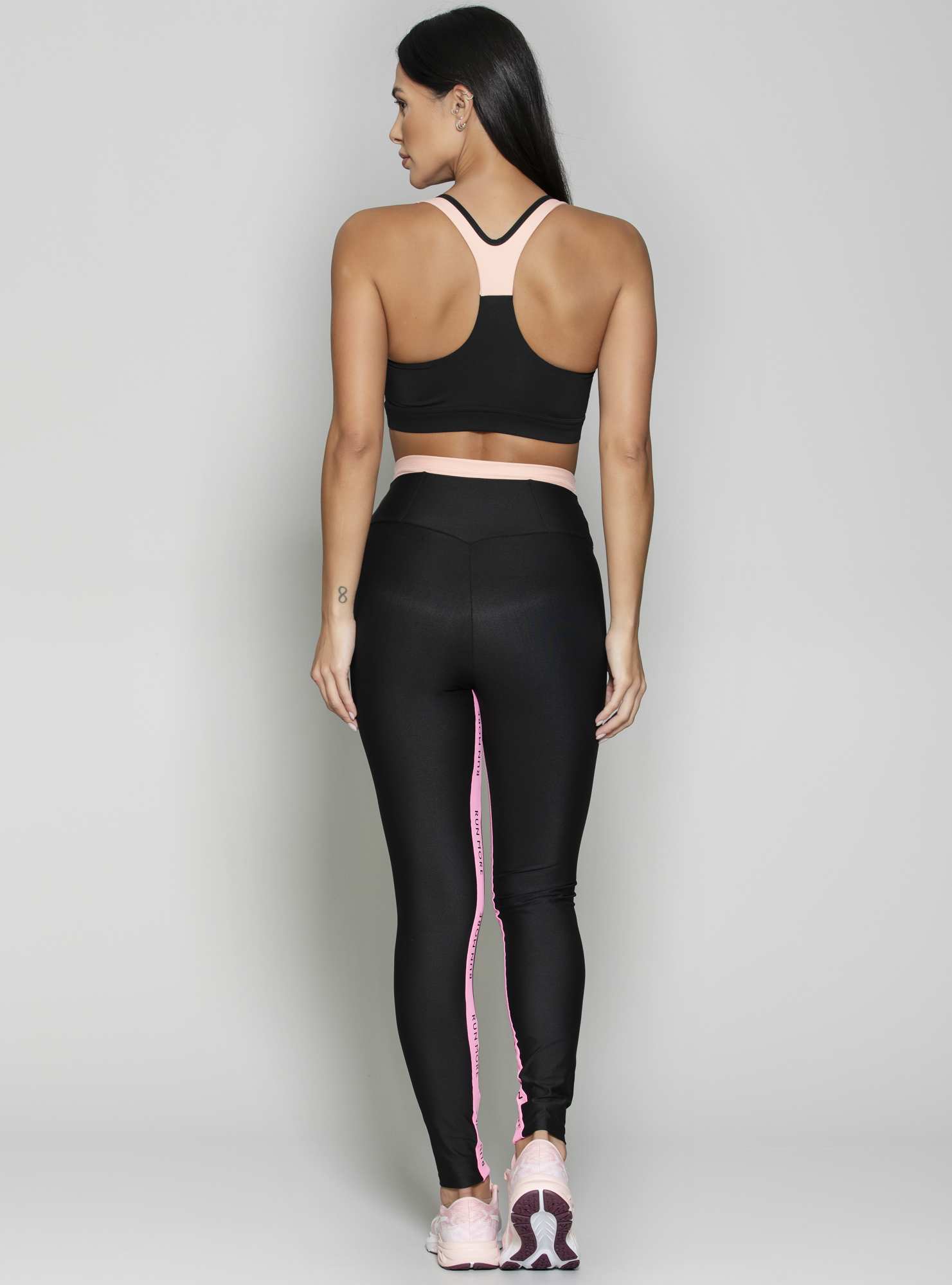 Legging Cintura Alta Improve Preto 02 / Rosa 34
