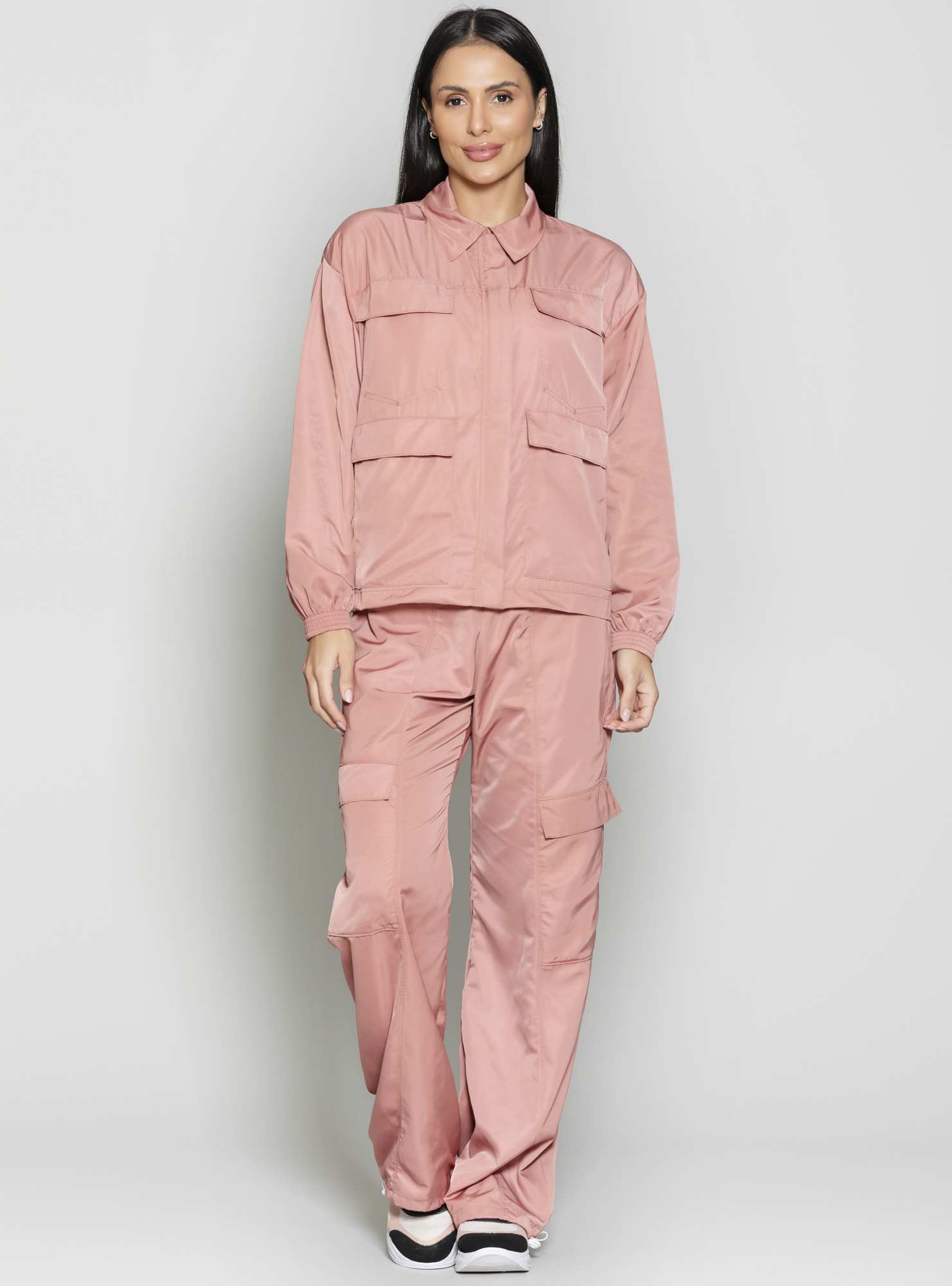 Jaqueta Com Bolsos Utility Rosa 24
