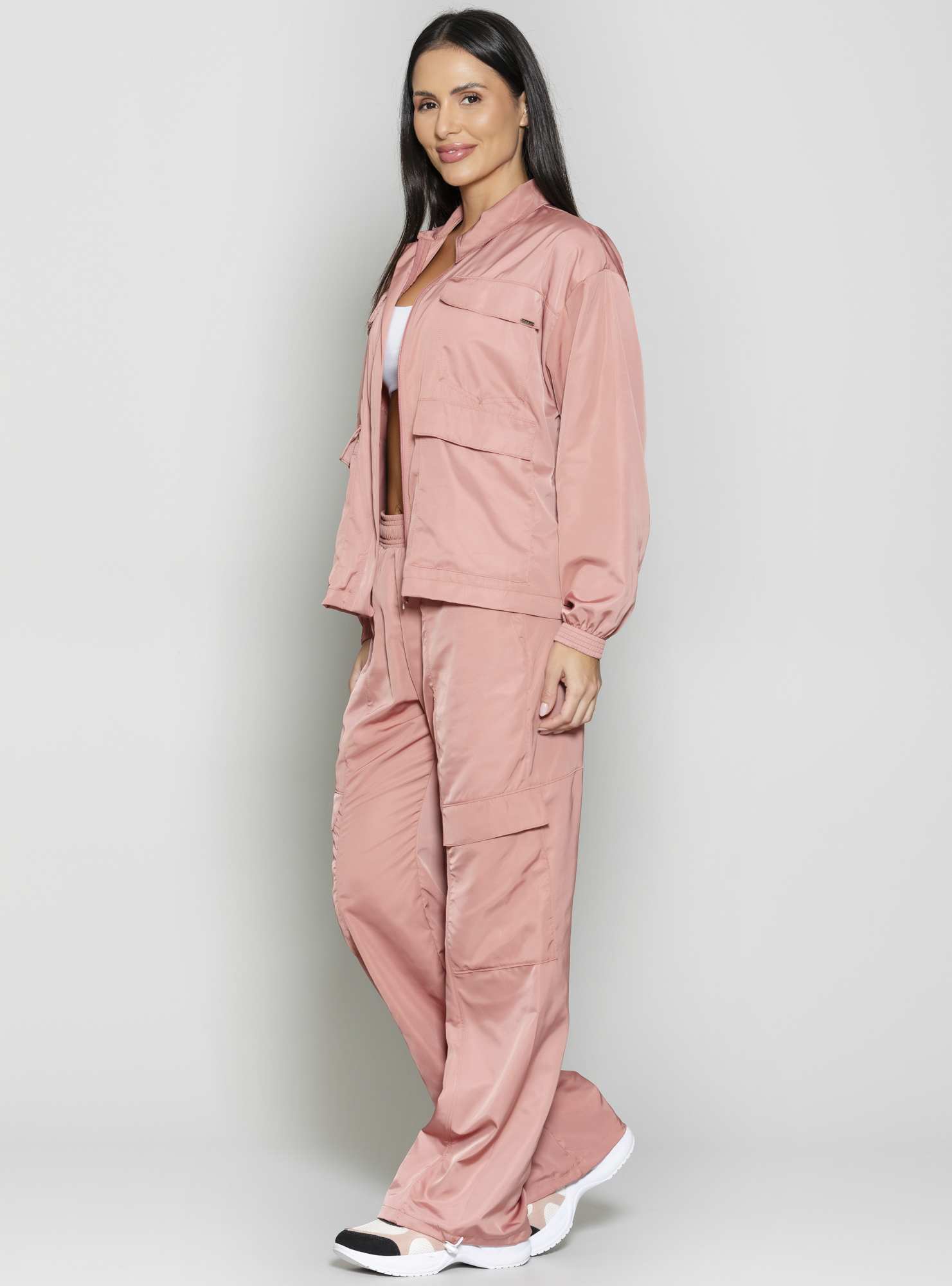 Jaqueta Com Bolsos Utility Rosa 24