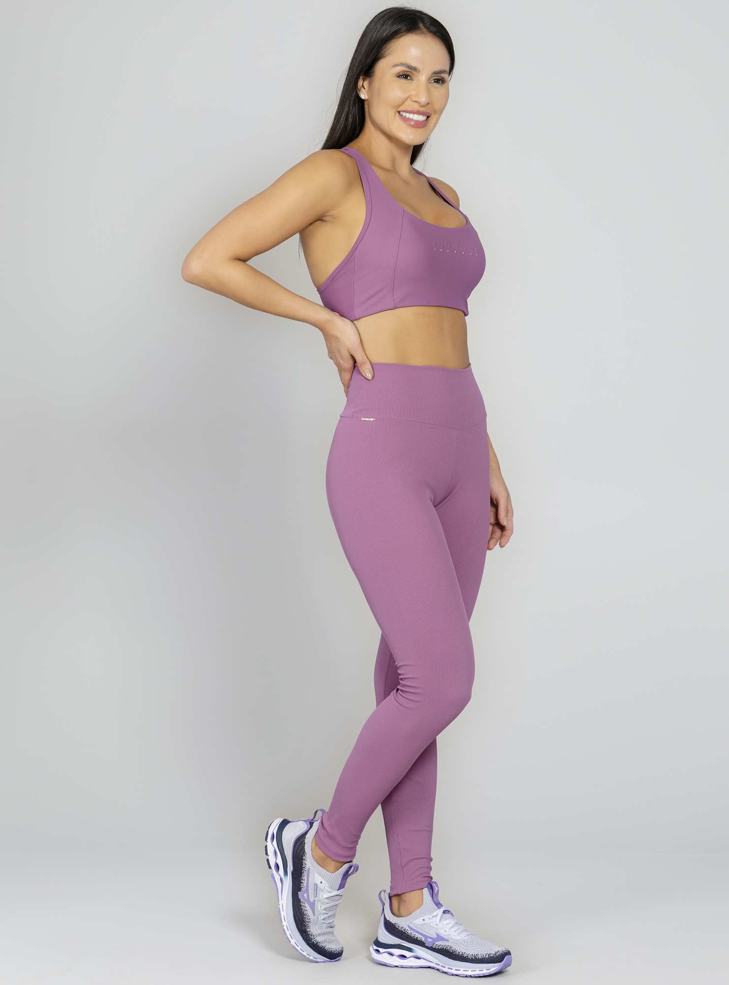 Legging Com Bolso Canelada Roxo 25