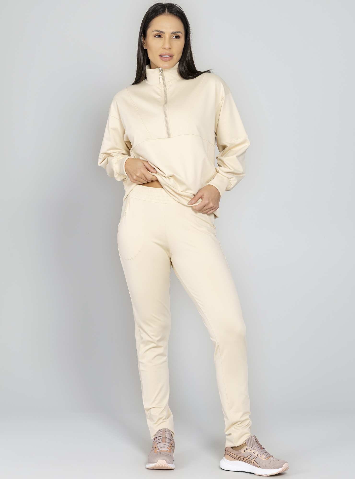 Calça Reta Térmica Comfy Bege 01
