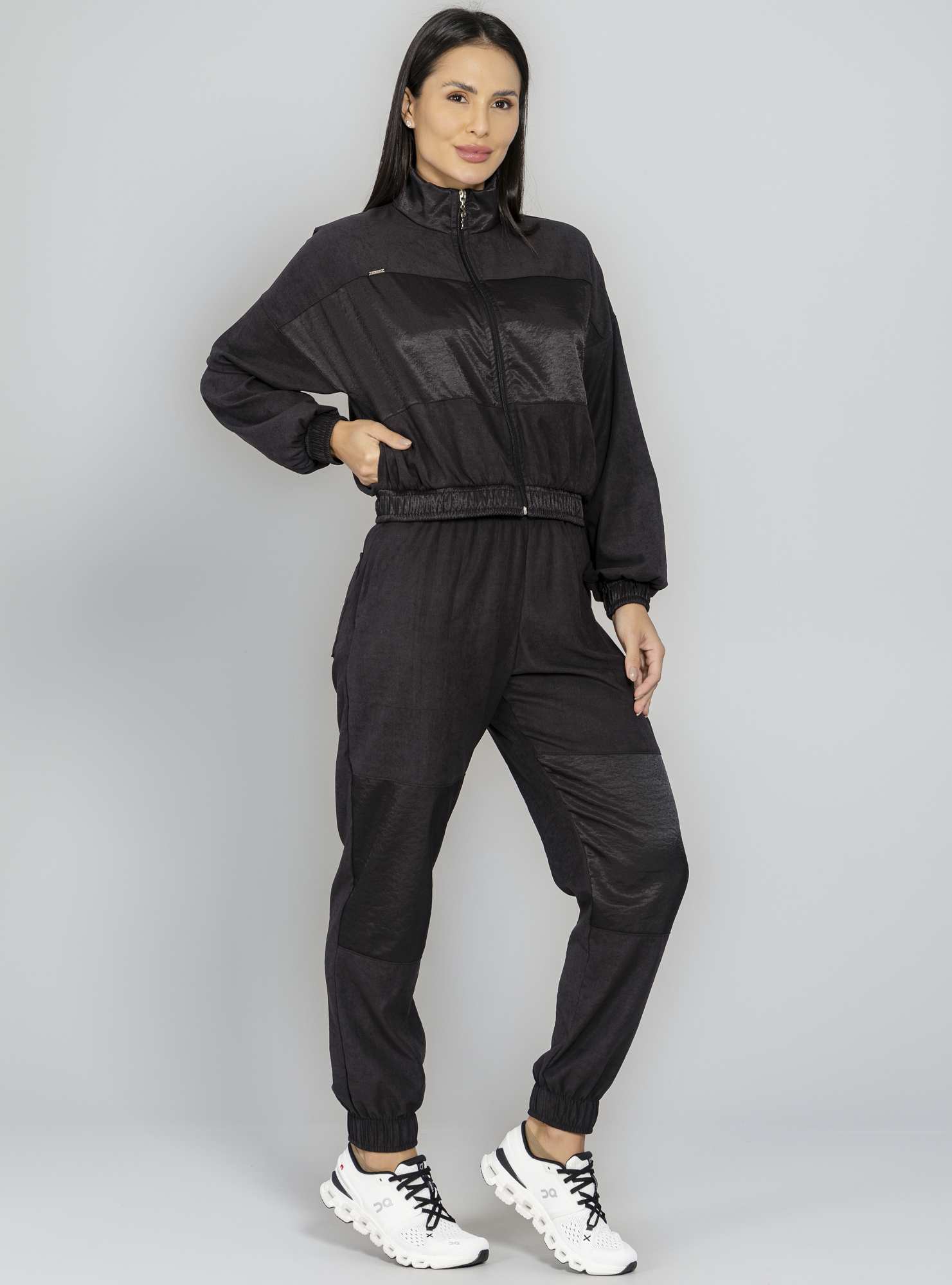 Jaqueta Bomber Relaxed Sporty Preto