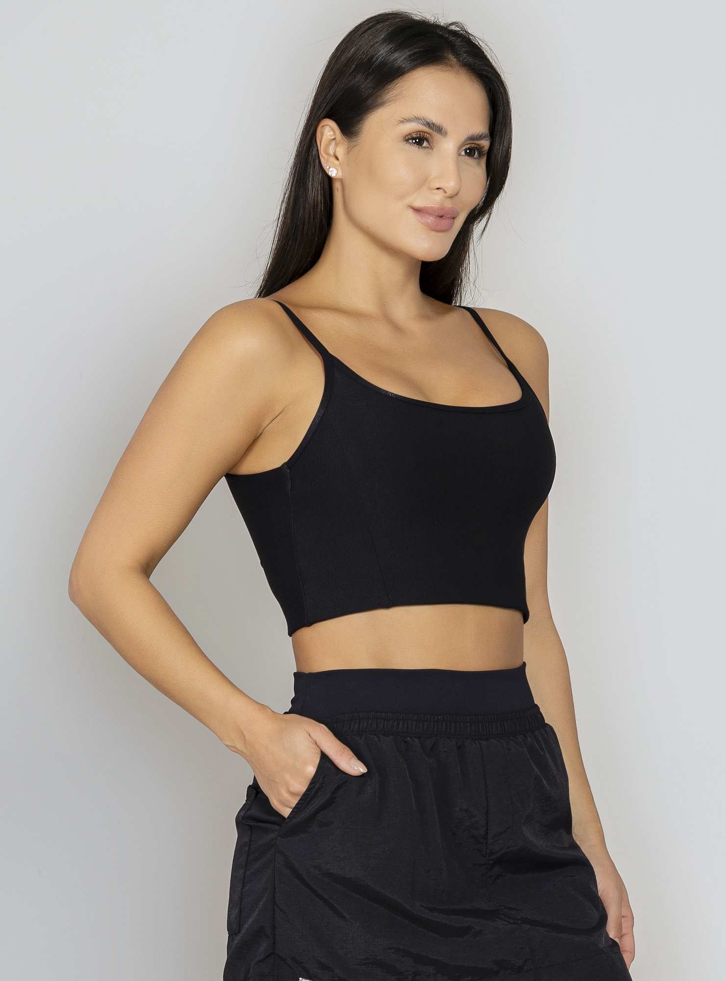 Top Alongado Glow Essencial Preto