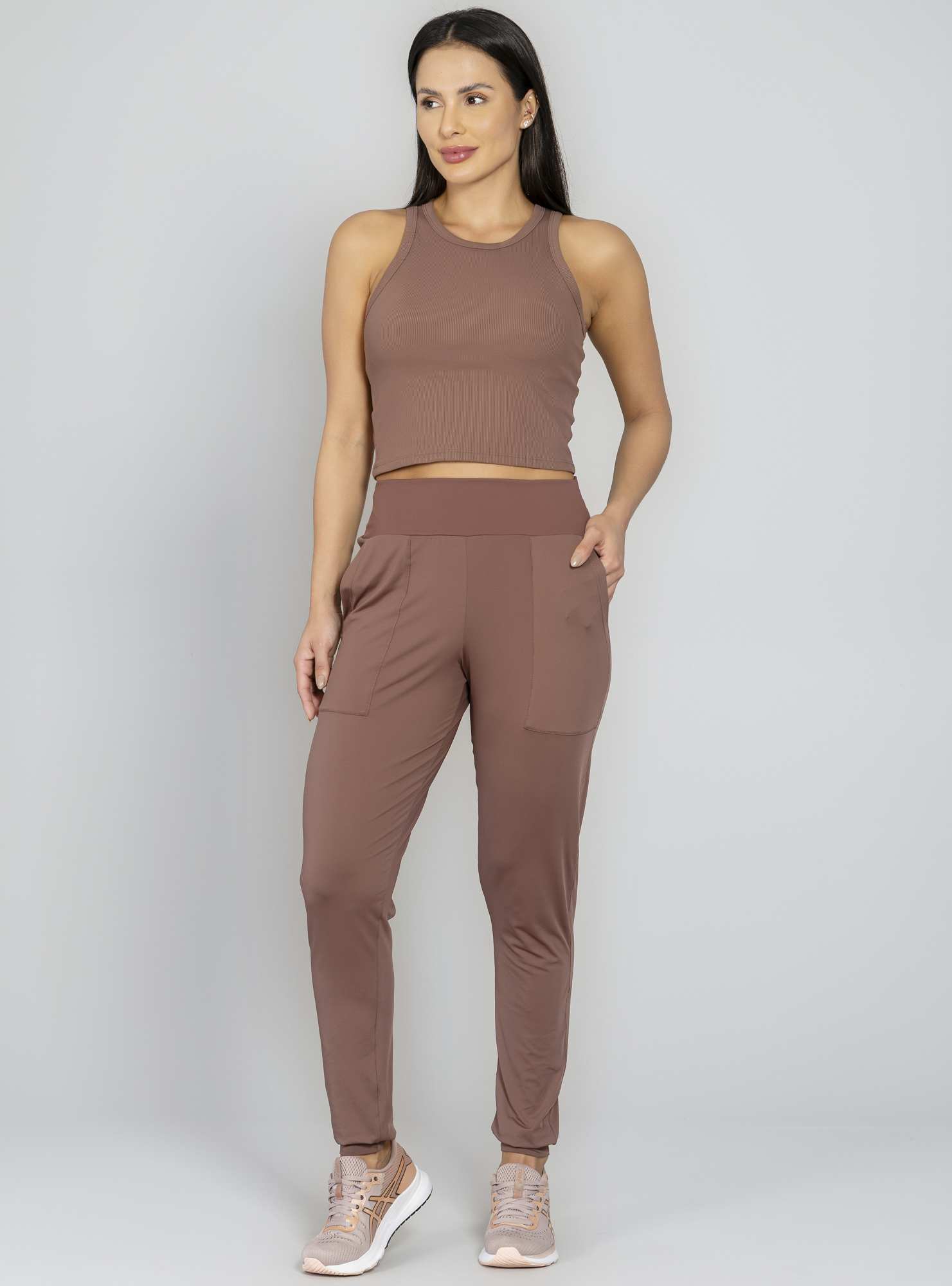 Calça Canelada Blend Marrom 06