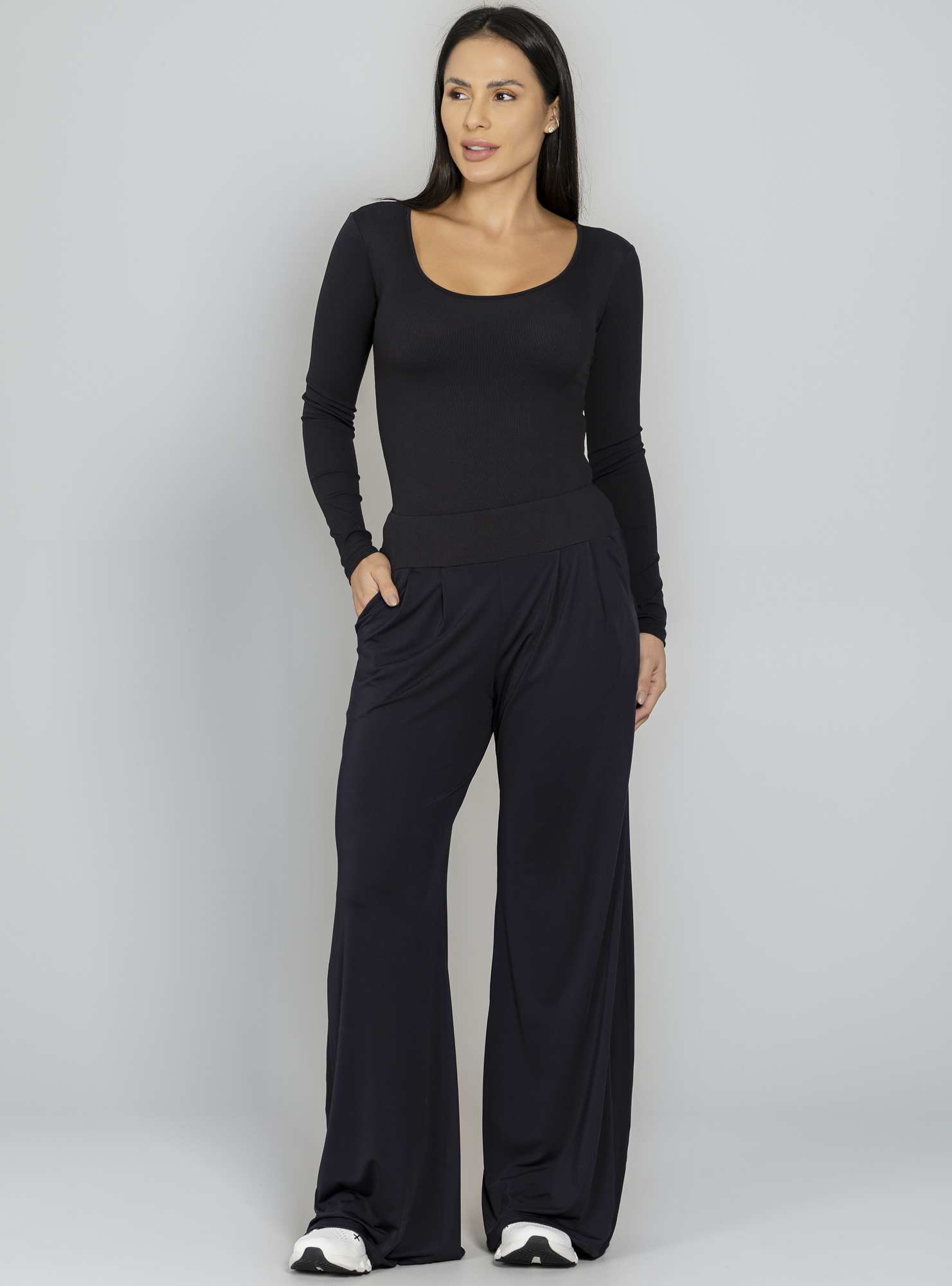 Body Manga Longa Blend Preto