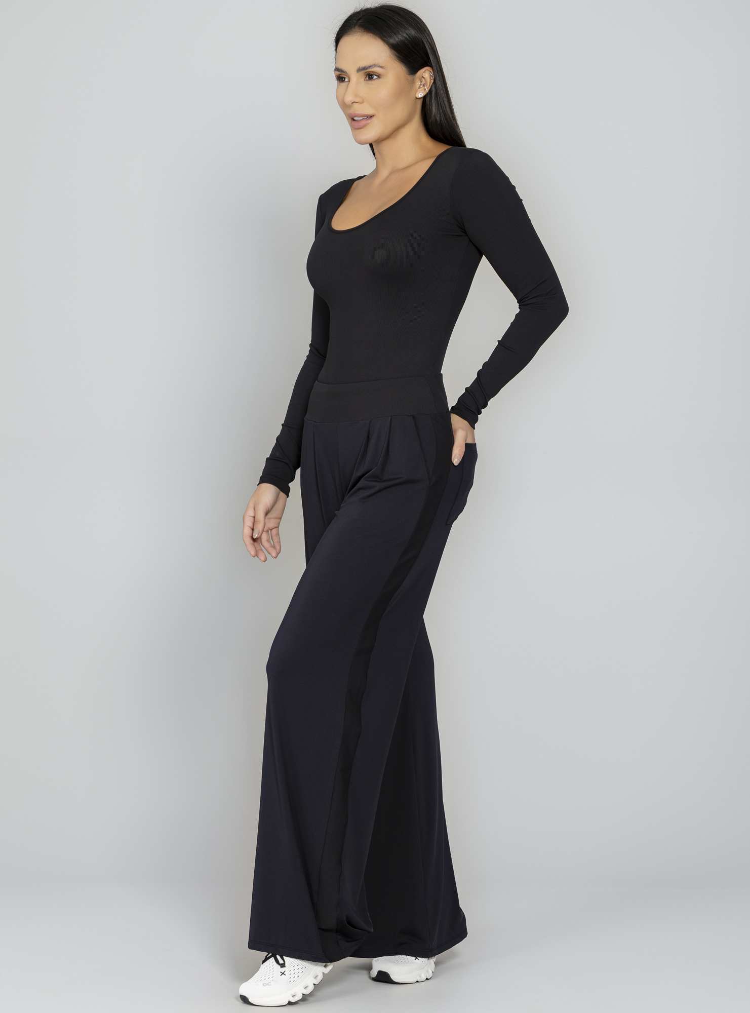 Body Manga Longa Blend Preto