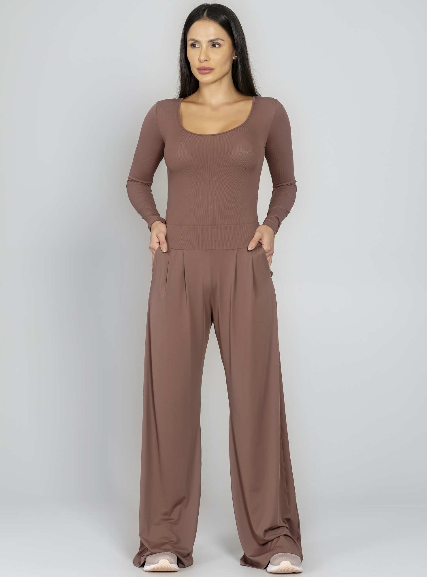 Calça Pantalona Blend Marrom 06
