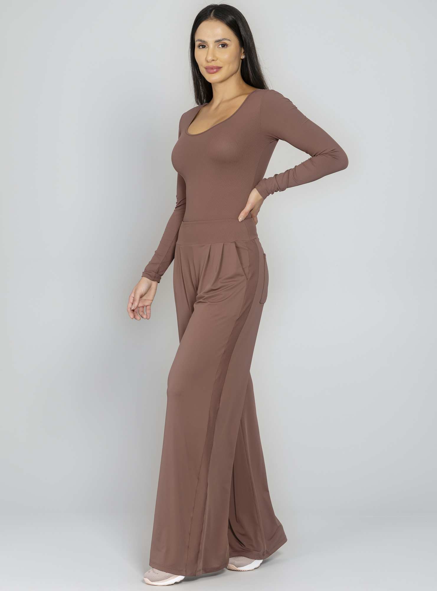 Calça Pantalona Blend Marrom 06