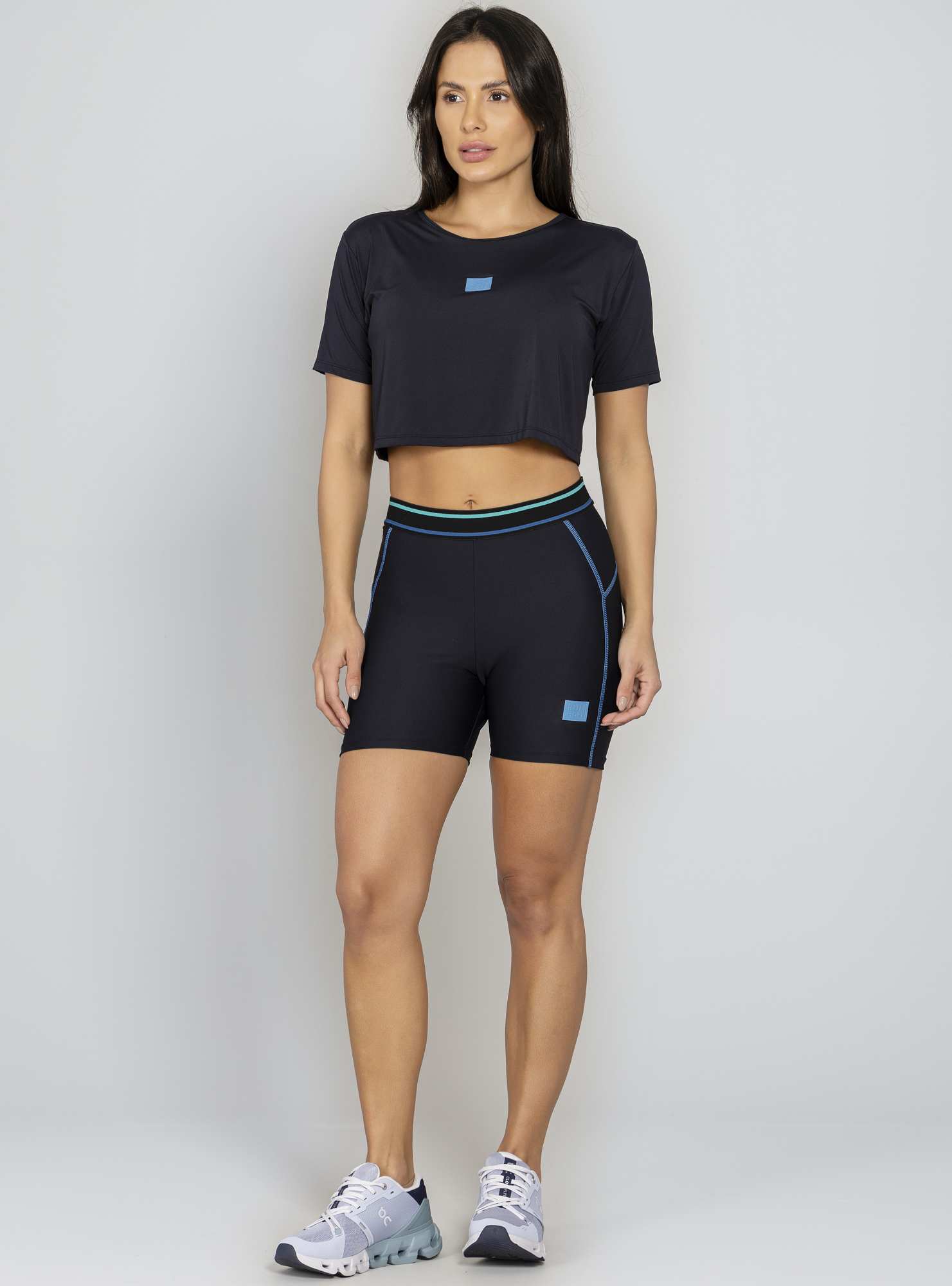 Blusa Boxy Prime Band Preto / Azul 27