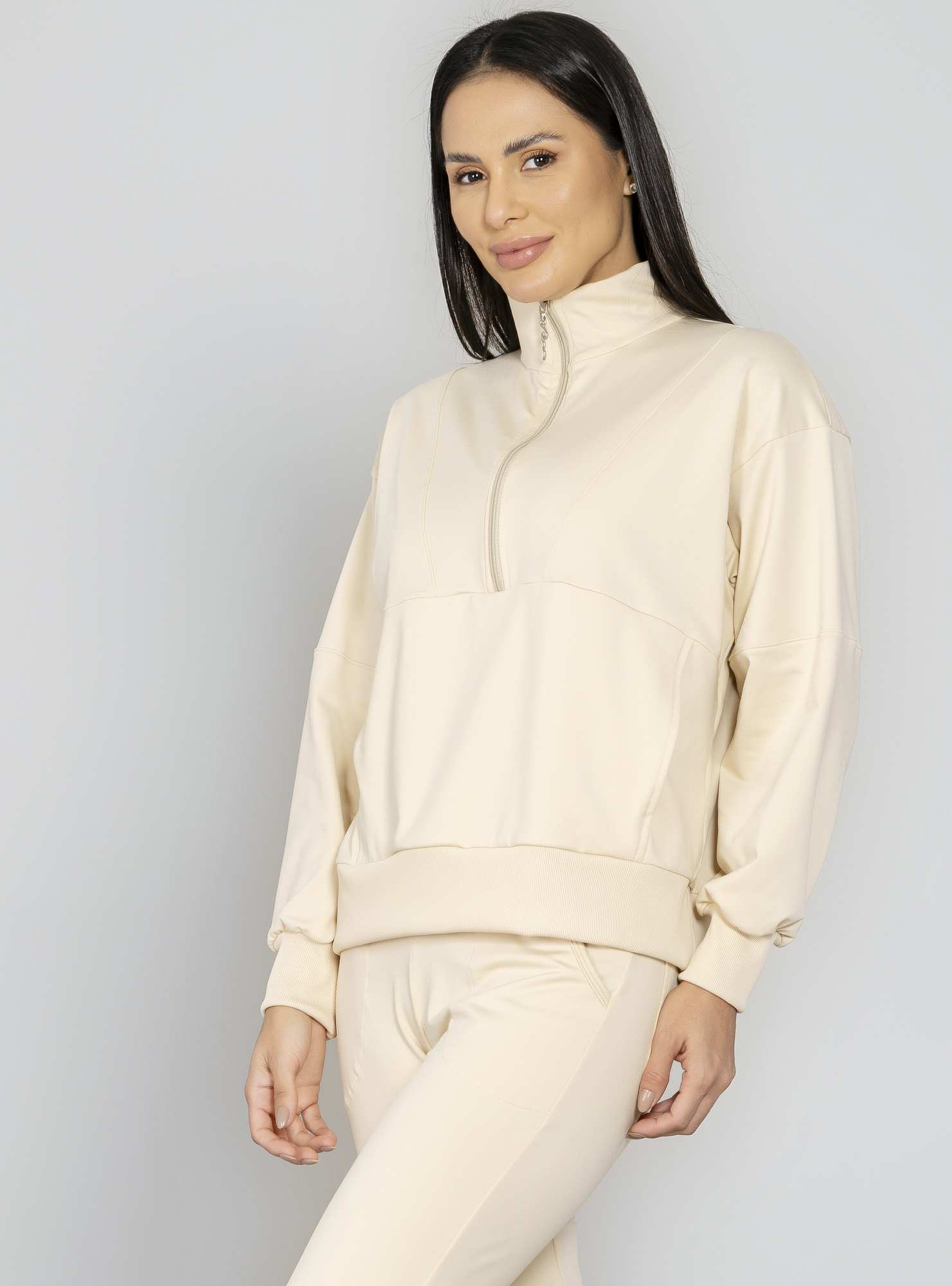 Blusão Térmico Com Zíper Comfy Bege 01