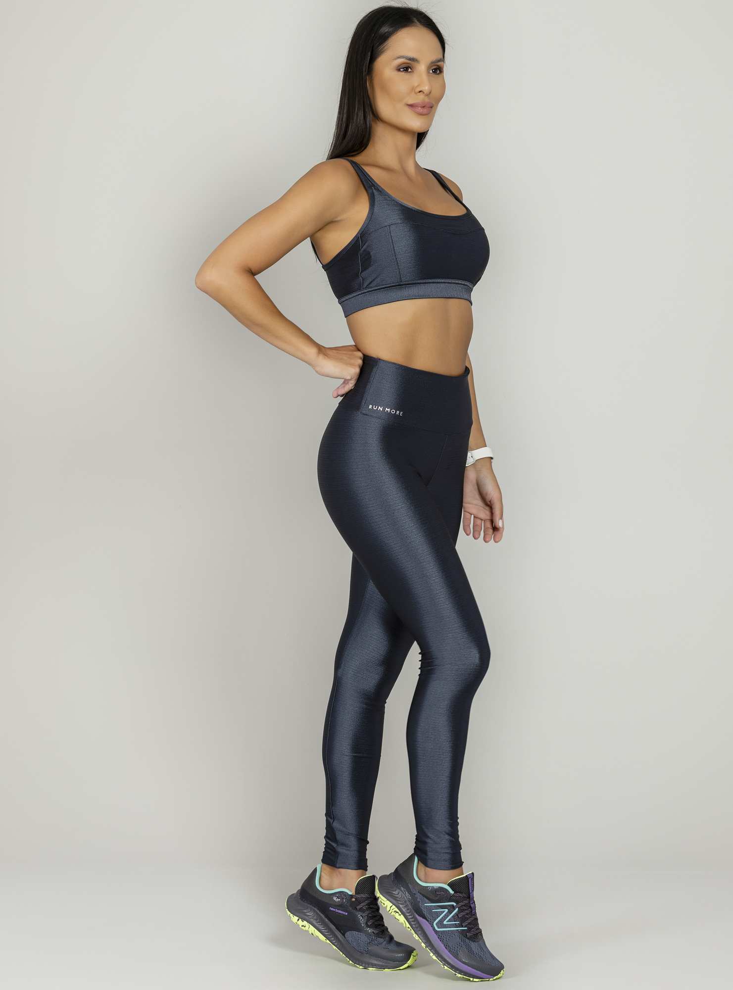 Legging Cintura Alta Shine Cinza 02